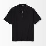 Zip Waffle Polo - Black