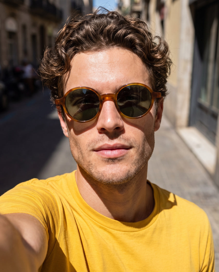 Byron Sunglasses - Tortoise Frame, Green Lens