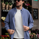 Check Button-Down - Blue