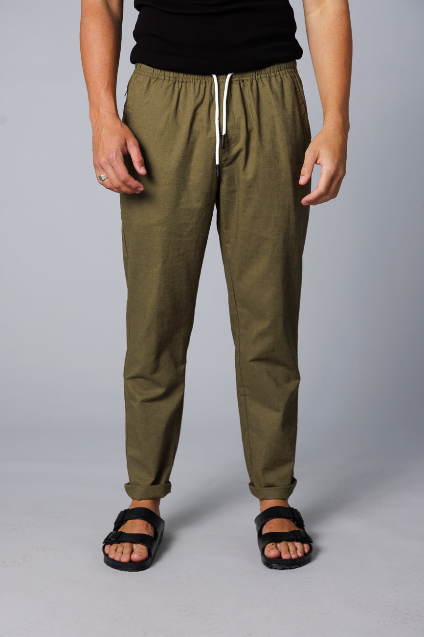 Noosa Linen Pants - Dark Green