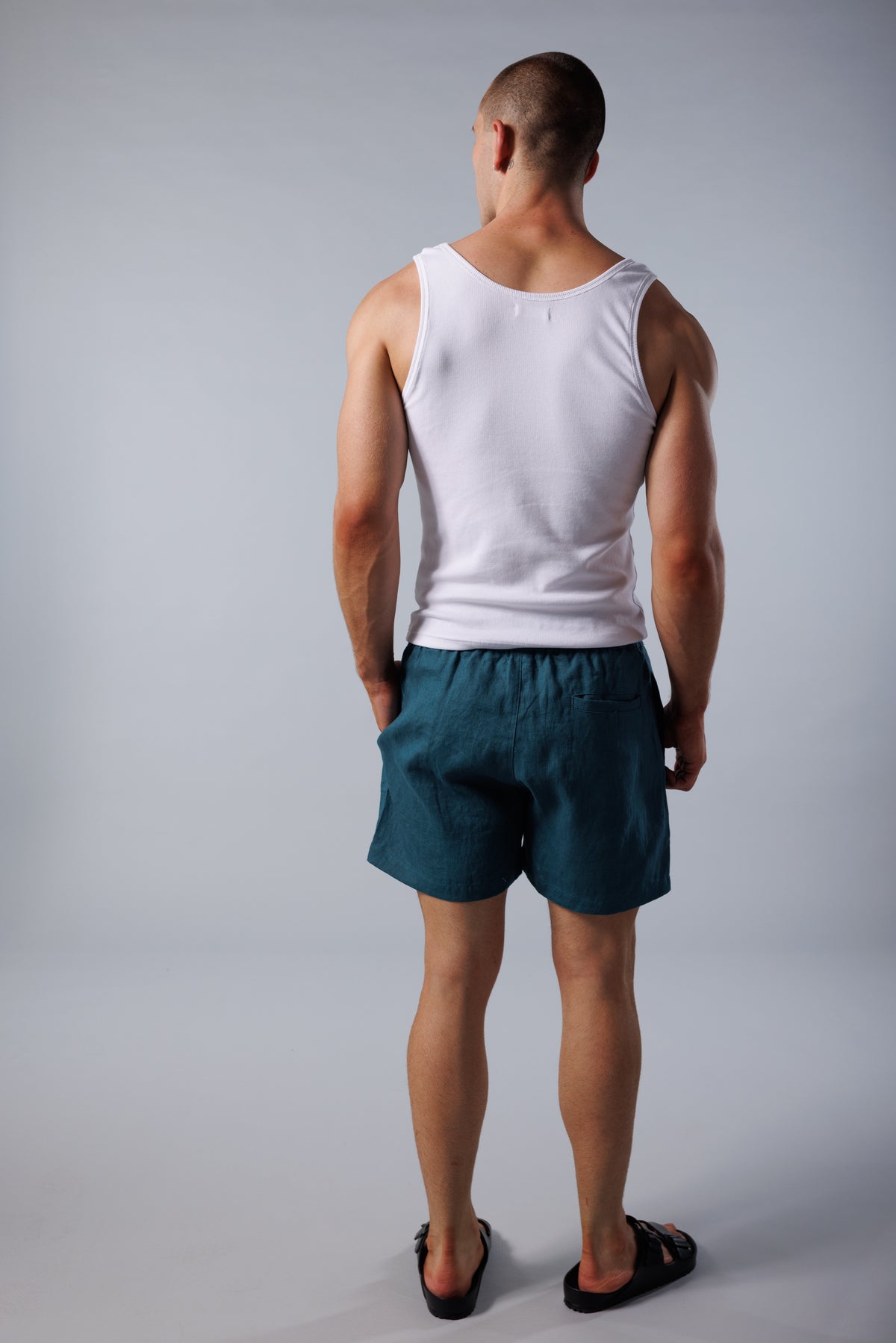 Noosa Linen Shorts - Petrol Blue