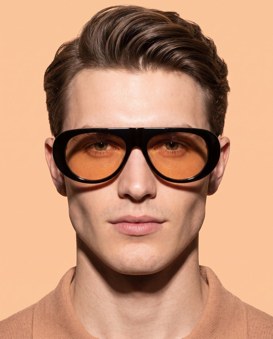 Tulum Sunglasses - Black Frame, Orange Lens