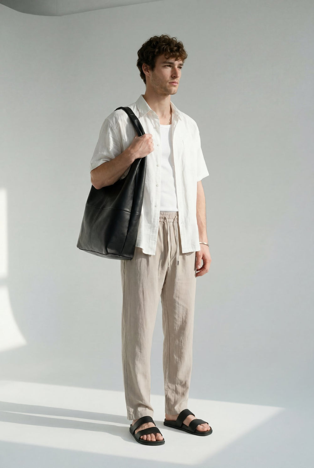 Hipland Nara Beach Trouser Stone Taupe lifestyle