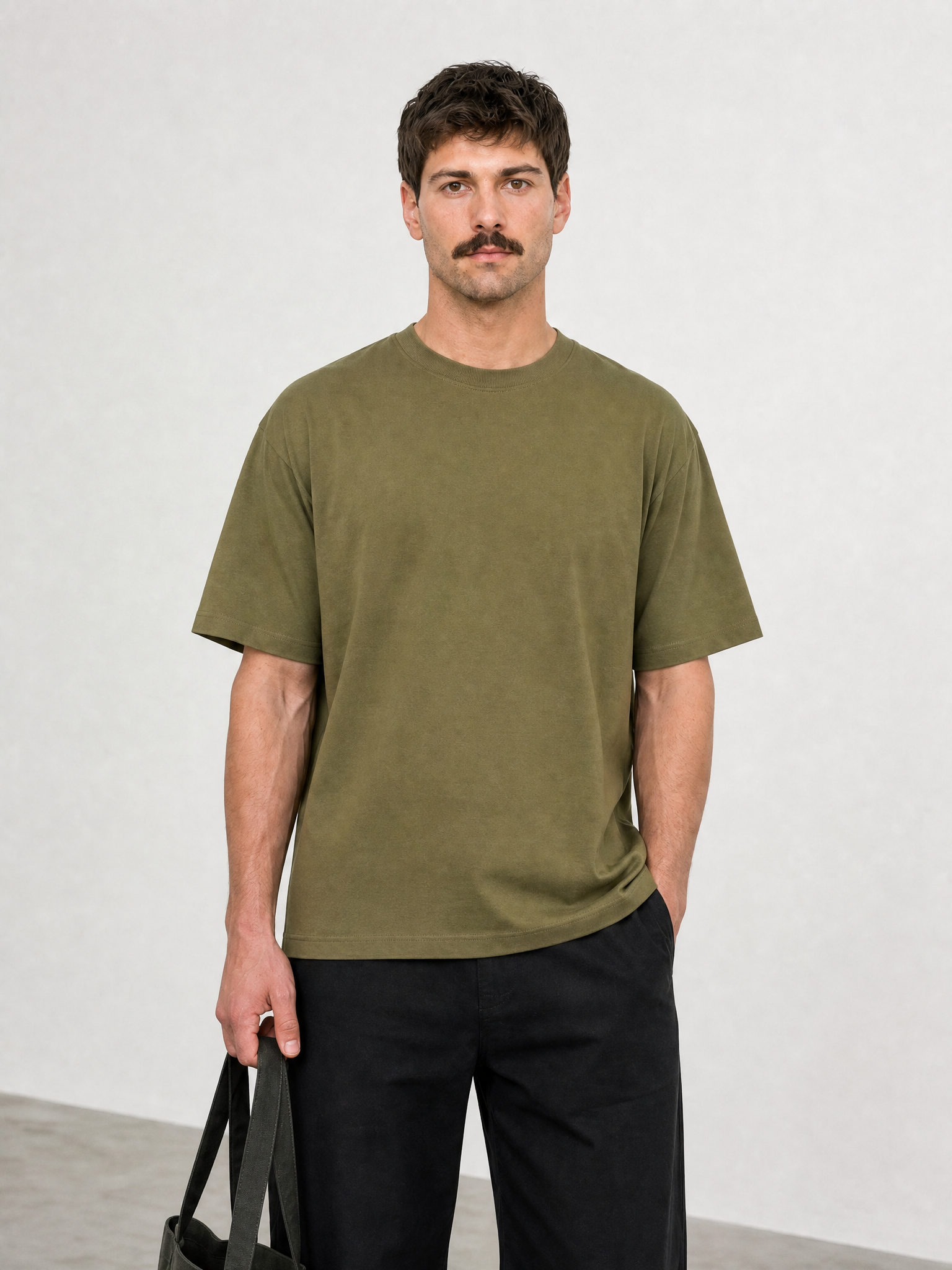 Frame Tee - Moss - model side view