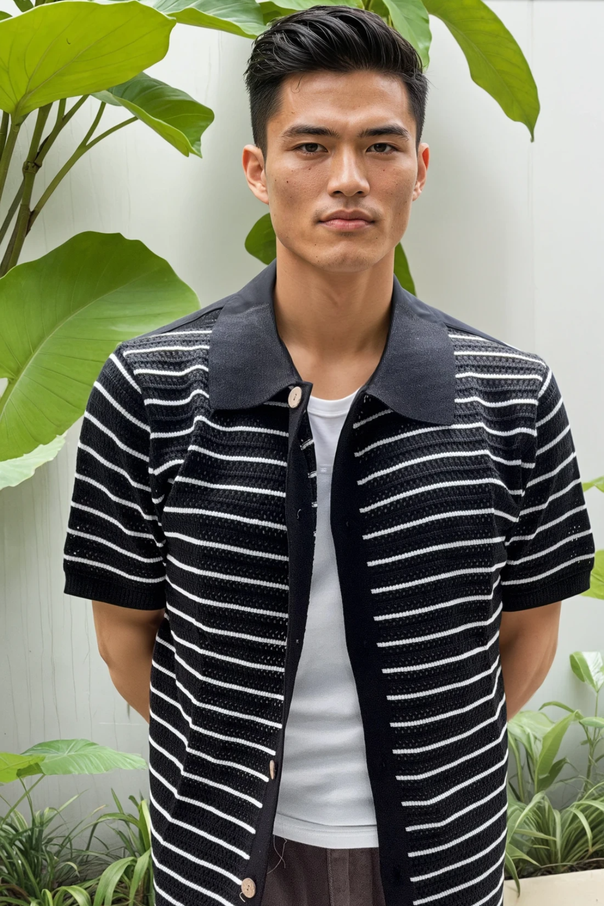 Elevate Button-Up - Black Stripe