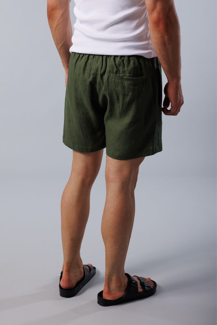 Noosa Linen Shorts - Army