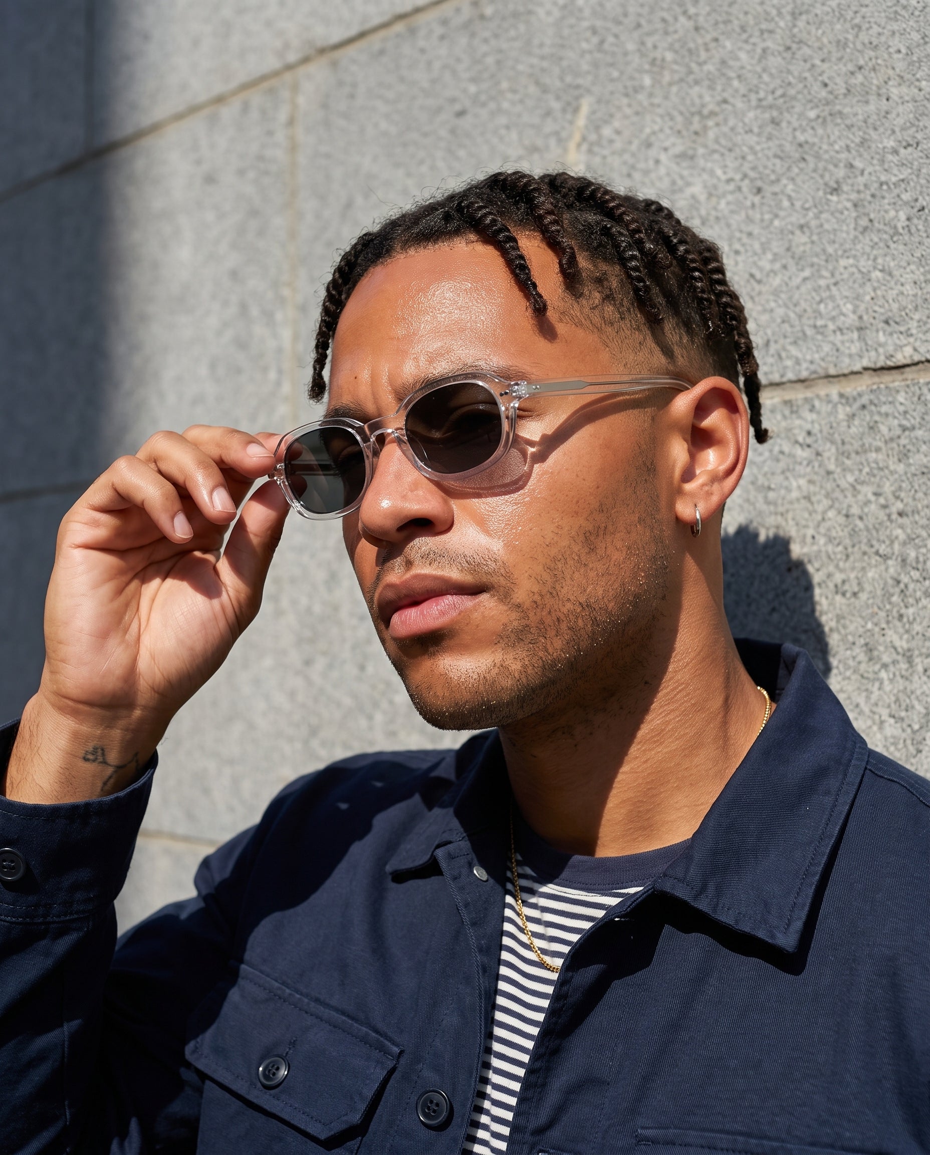 Hipland Capri Sunglasses Clear   Grey on model