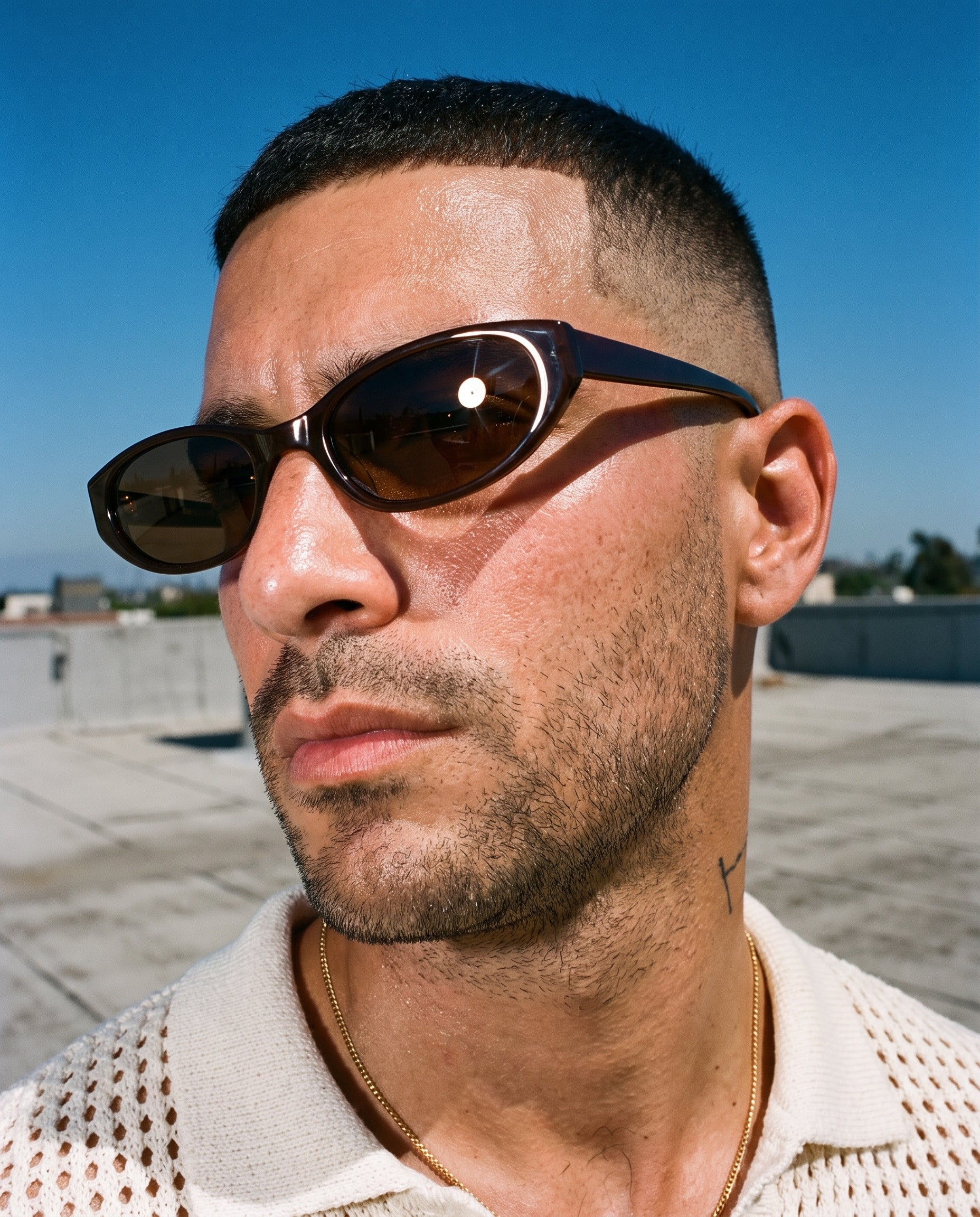 Hipland Santorini Sunglasses Dark Brown   Brown on model