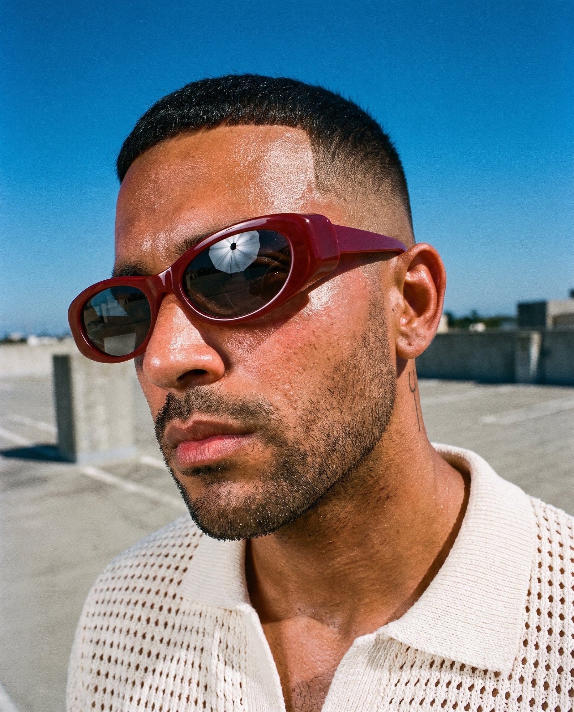 Hipland Havana Sunglasses Red   Grey on model