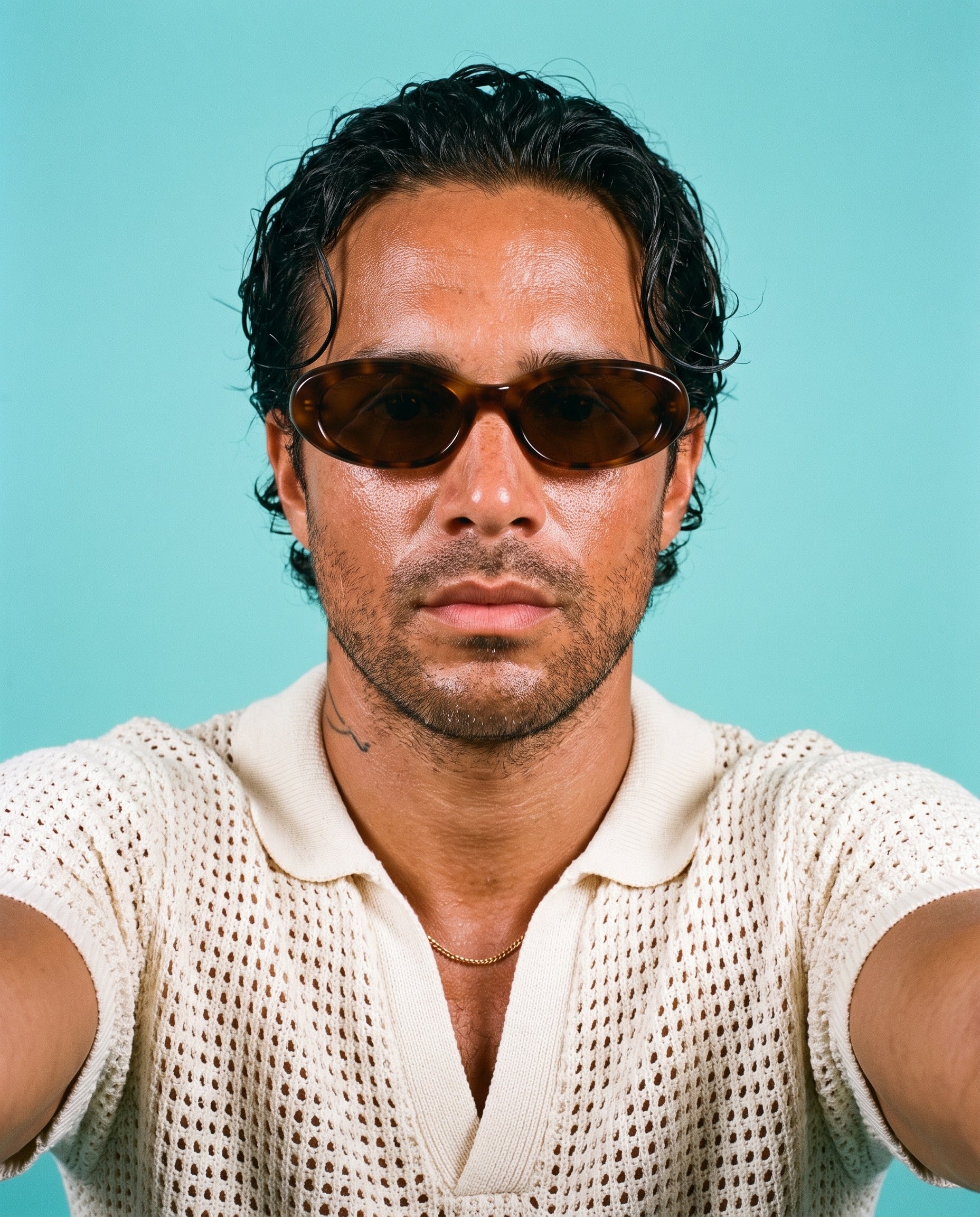 Hipland Lisbon Sunglasses Tortoise   Brown on model