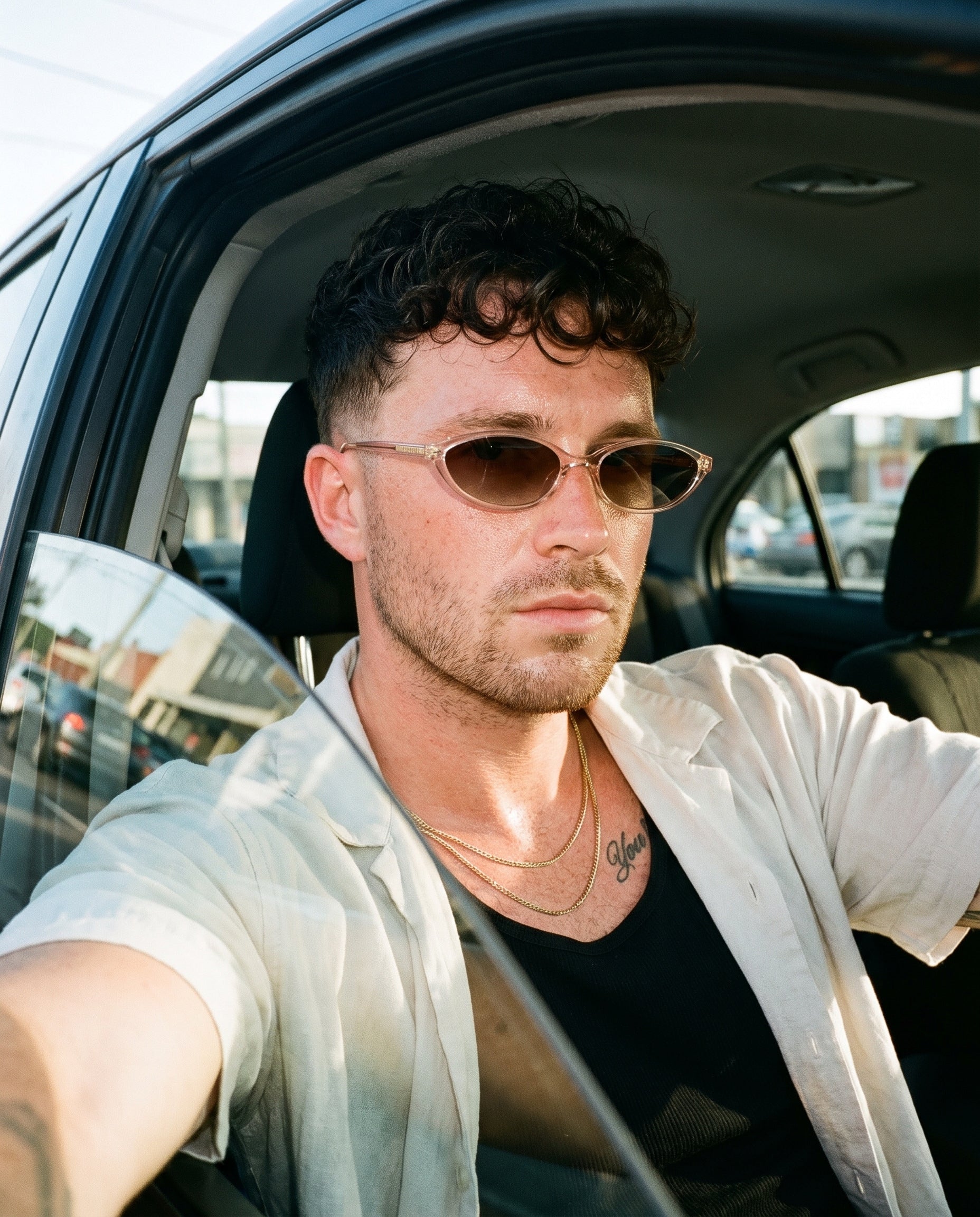 Hipland Algarve Sunglasses Pink   Gradient Brown on model