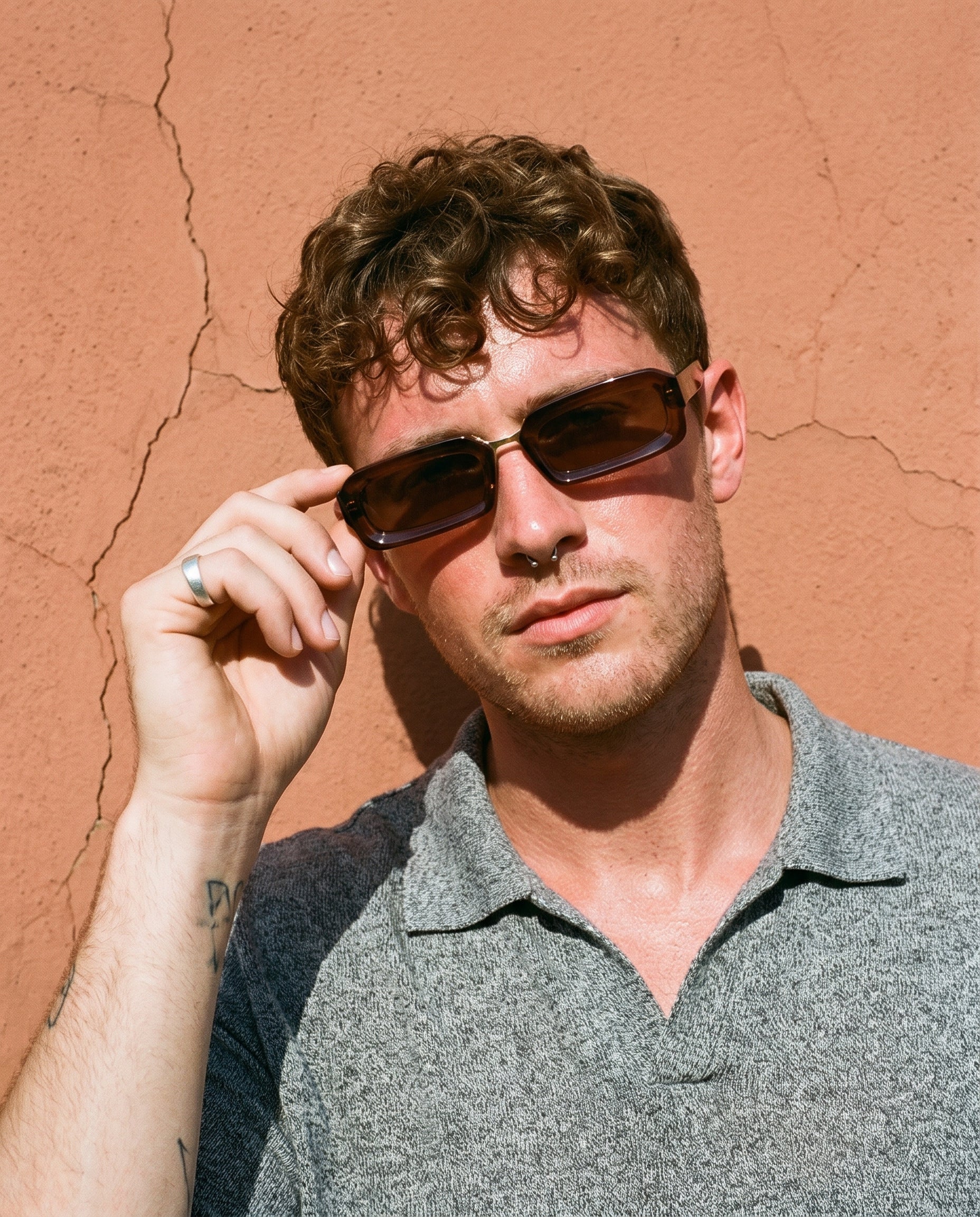 Hipland Corsica Sunglasses Transparent Brown   Brown on model