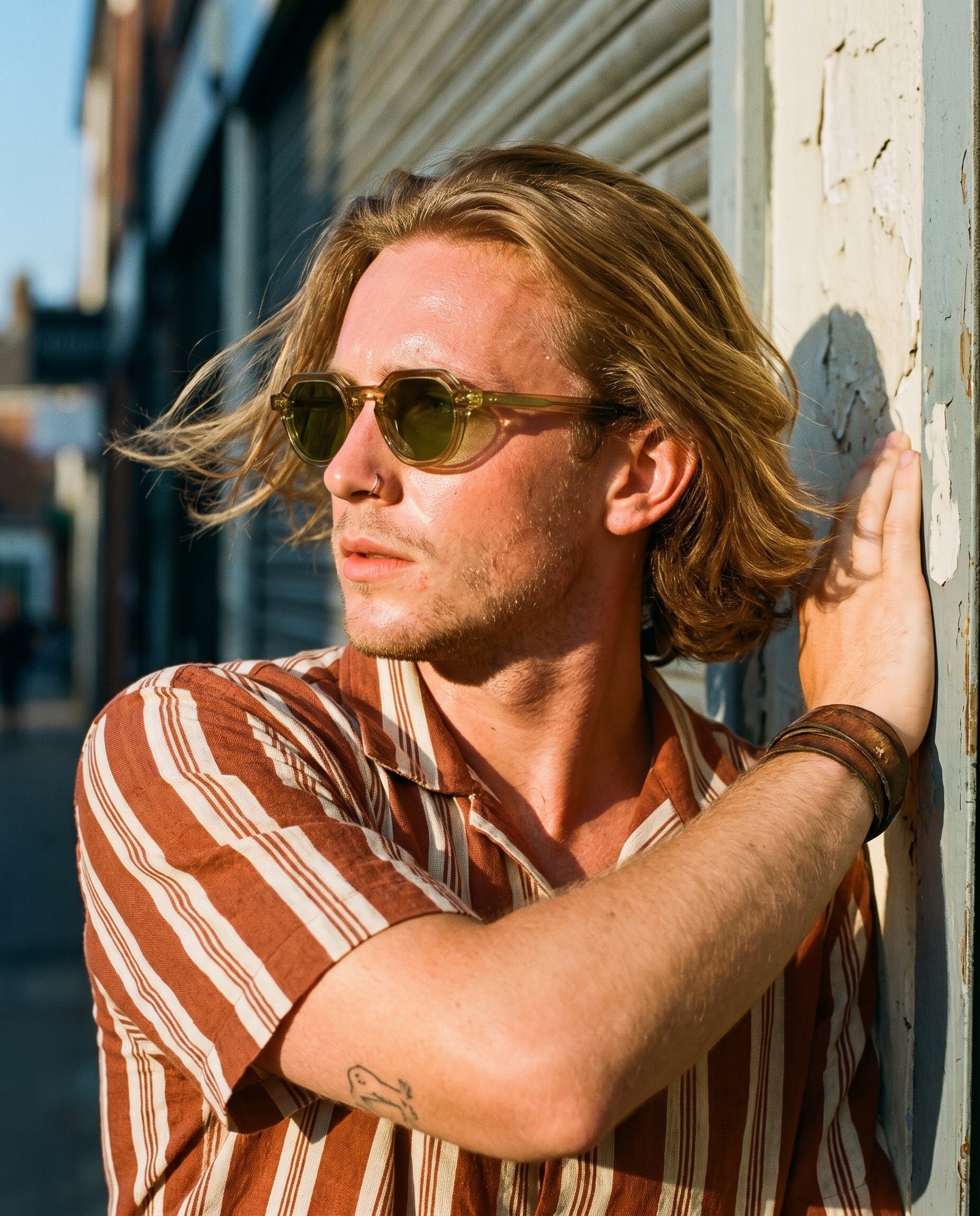 Hipland Fiji Sunglasses Clear Yellow   Green on model