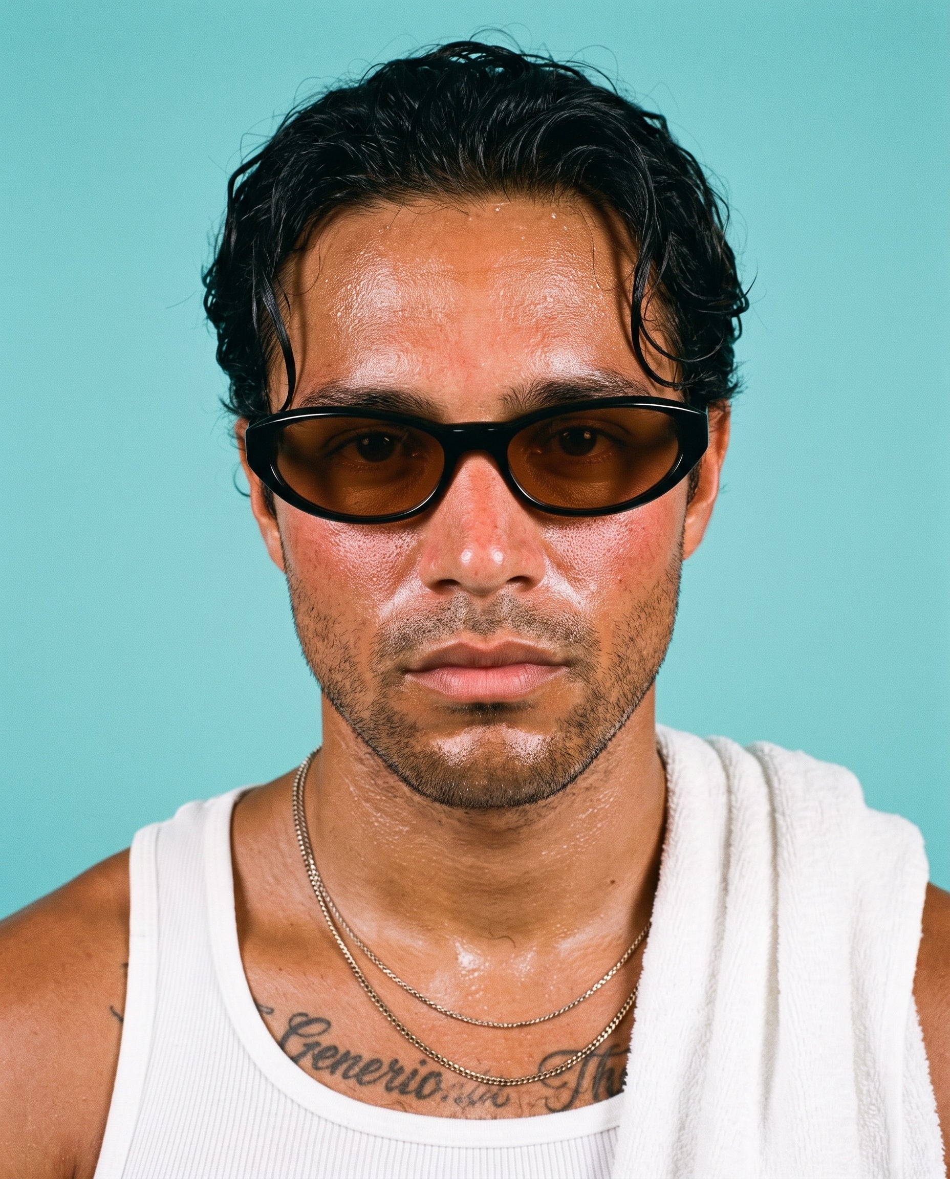 Hipland Marbella Sunglasses Black   Brown on model