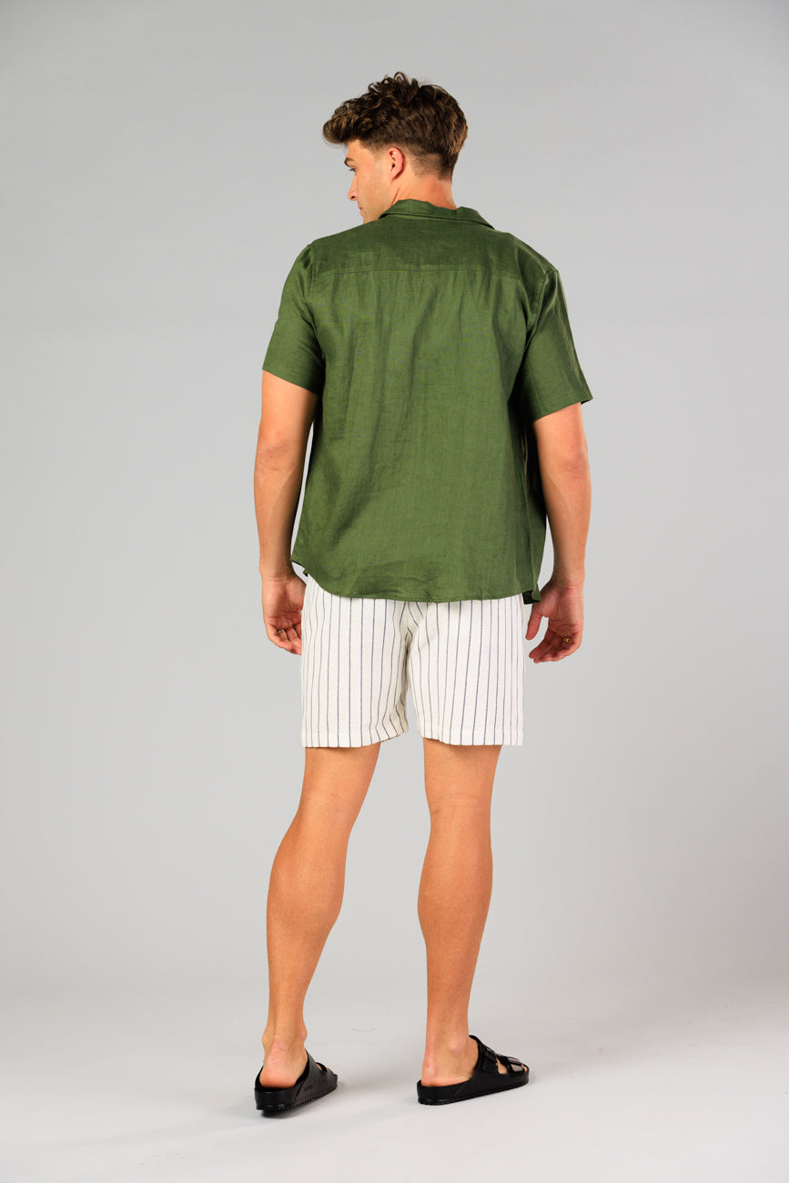 Noosa Linen Shirt - Forrest Green