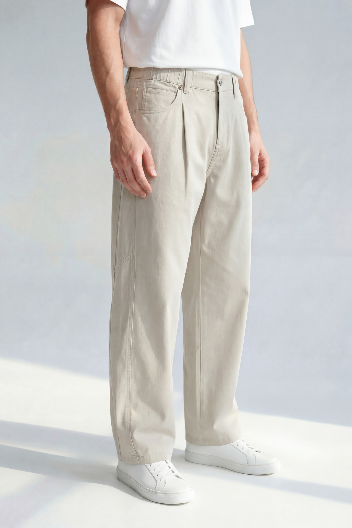 Workers Trousers - Bone - Flat Lay Front View