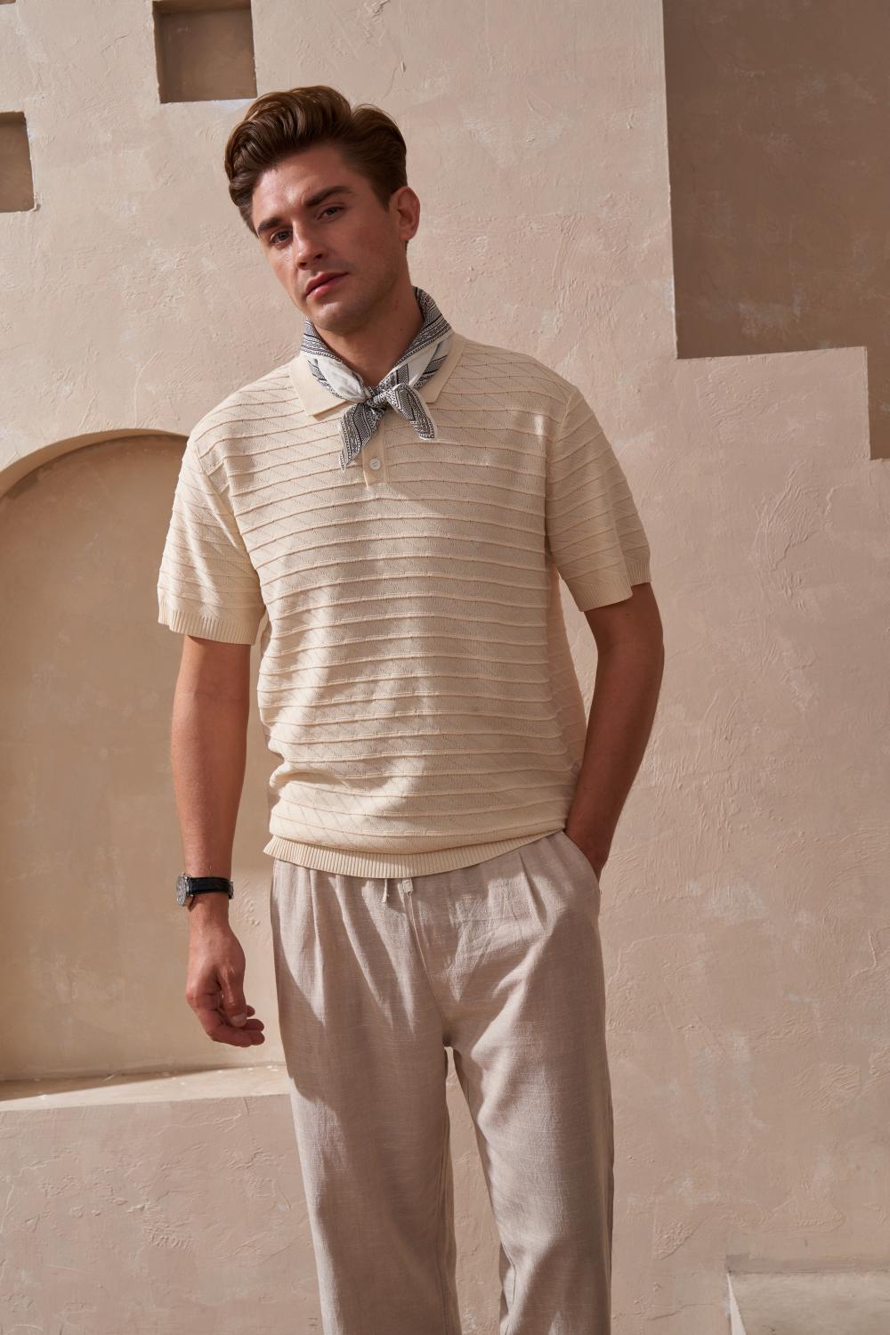 Knit Polo Shirt - Beige