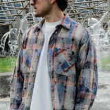 Distressed Flannel - Blue Plaid