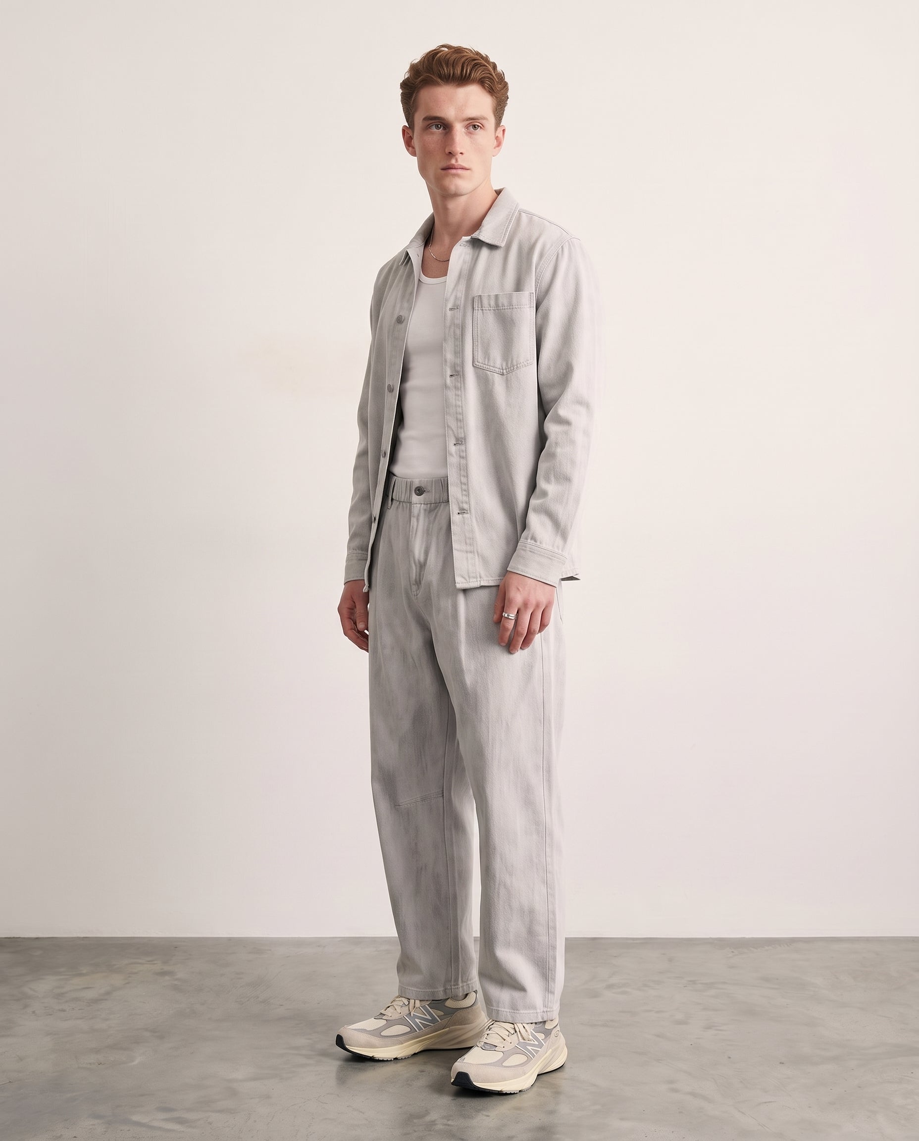 Vintage Wash Wide-Leg Trousers - Paris Grey