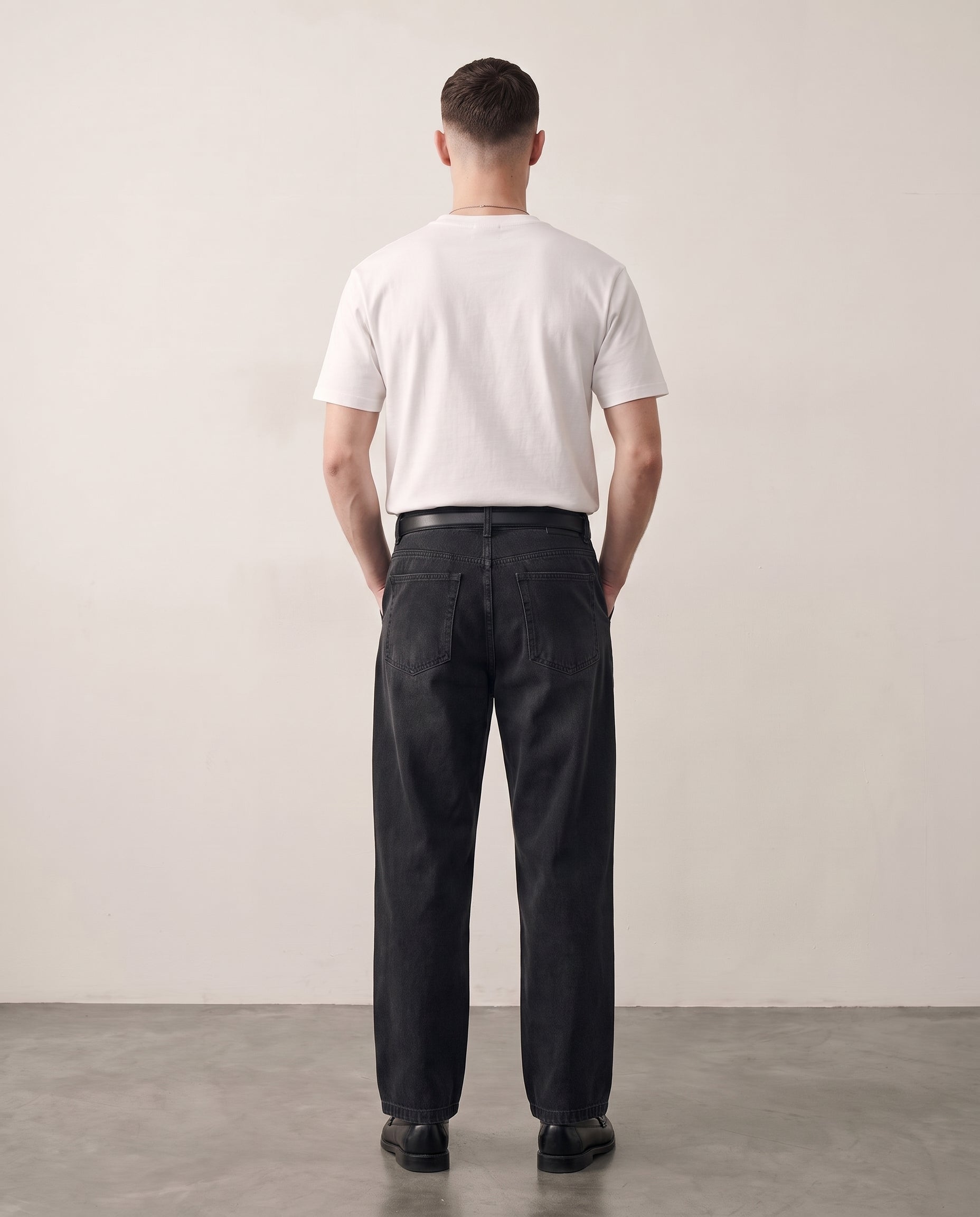 Hipland Washed Corduroy Wide-Leg Trousers Black back