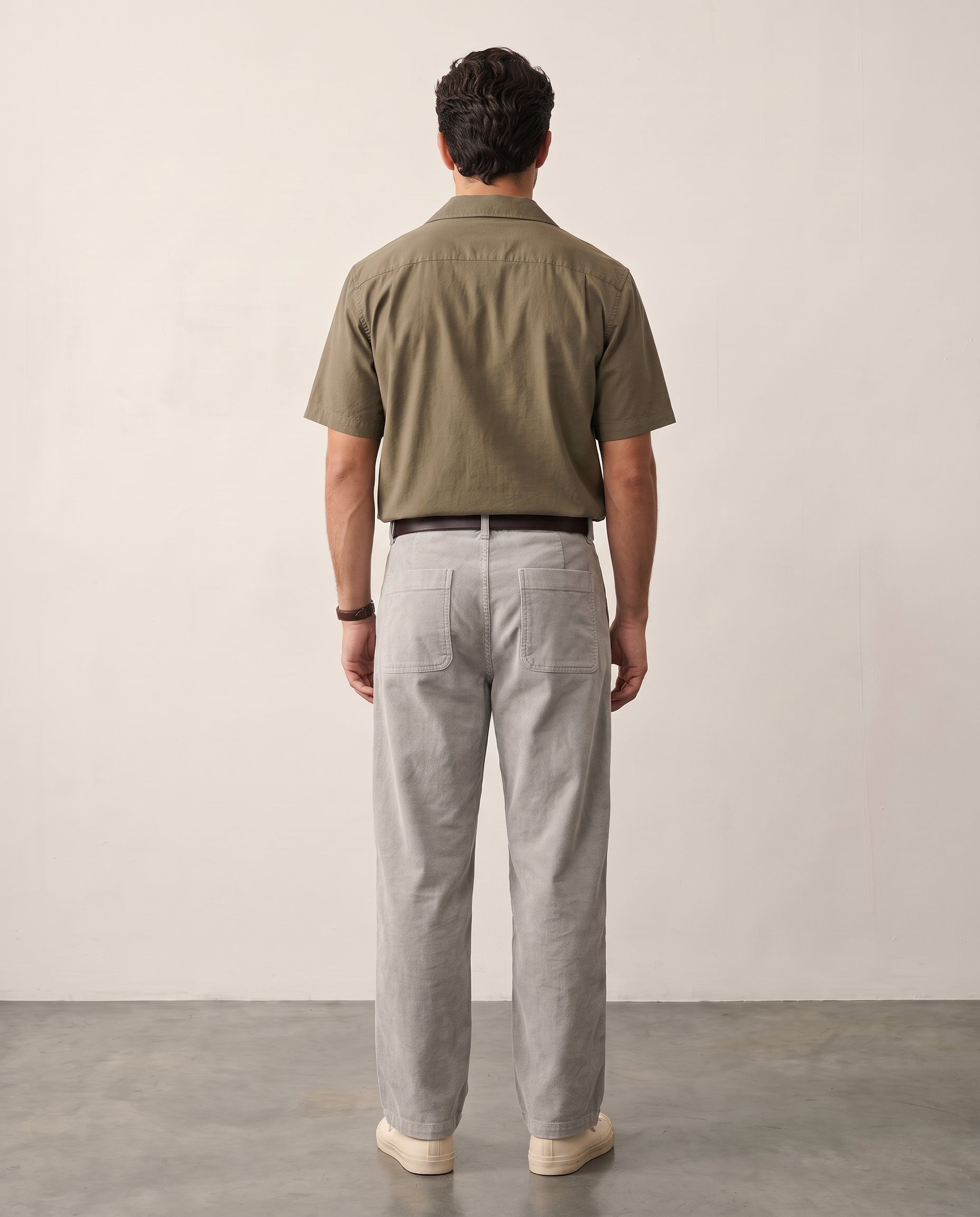 Washed Corduroy Wide-Leg Trousers - Paris Grey