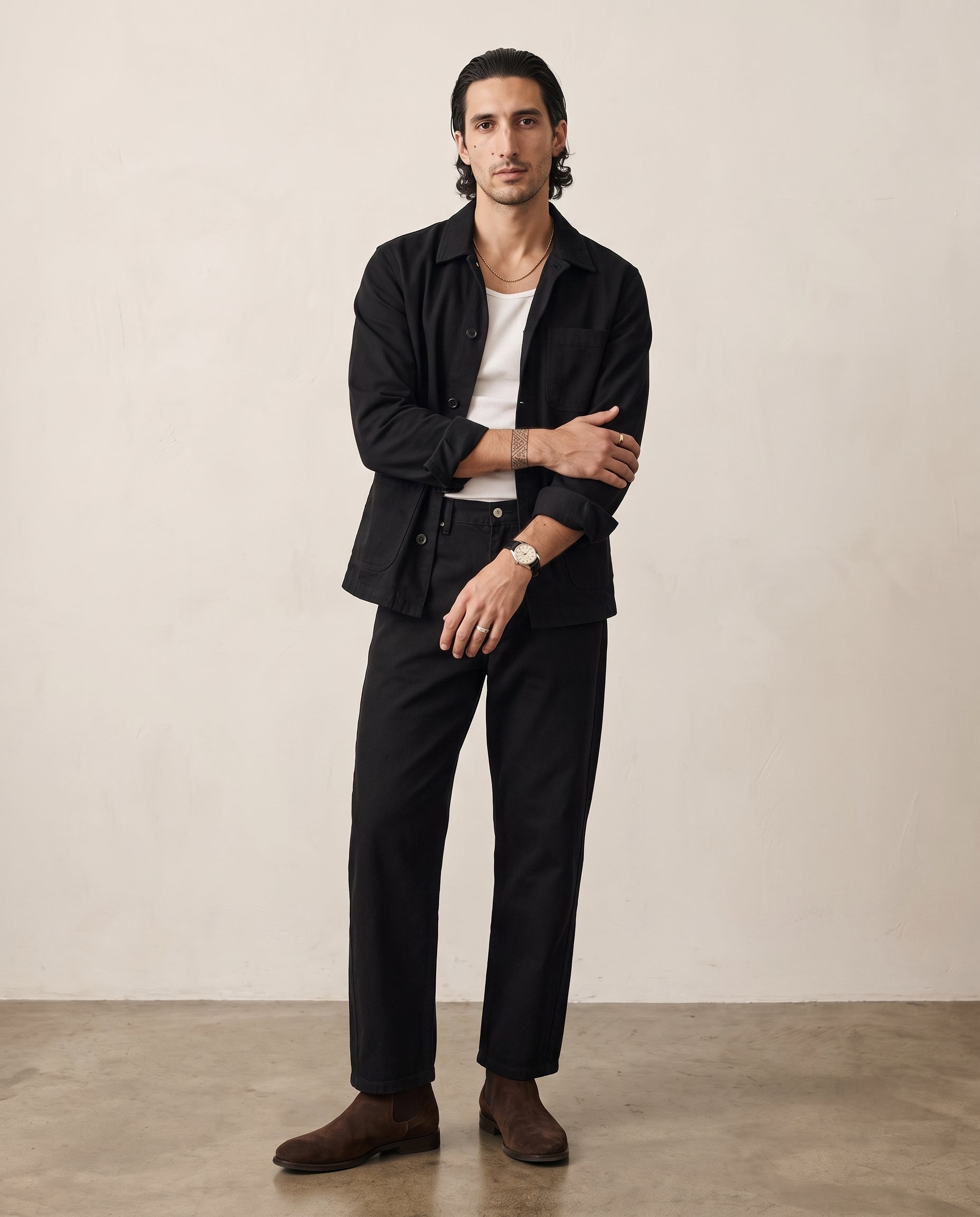 Relaxed Straight Cotton Trouser - Black