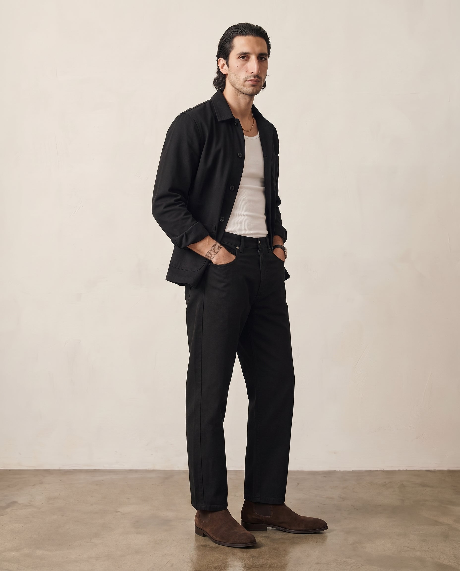Relaxed Straight Cotton Trouser - Black