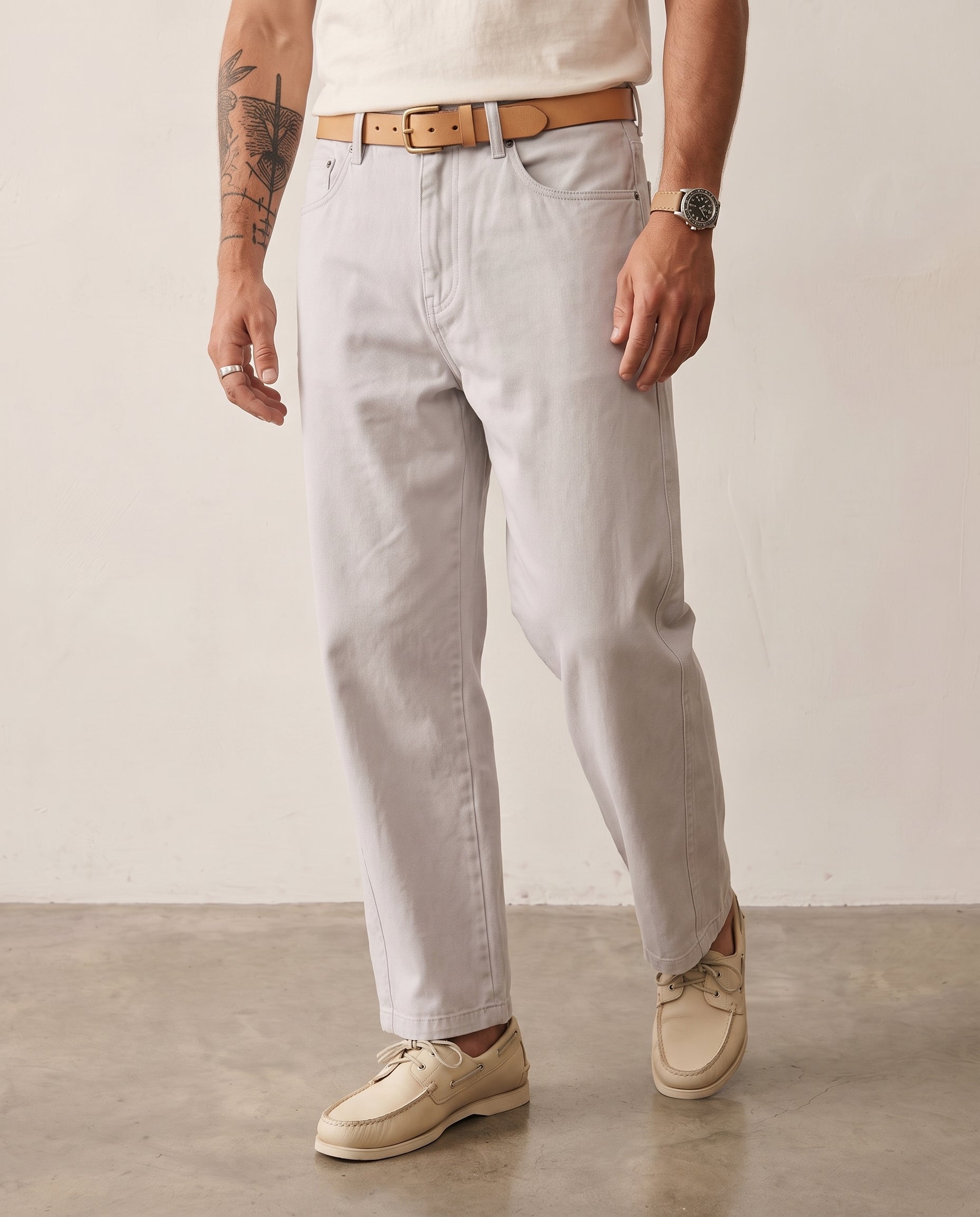 Relaxed Straight Cotton Trouser - Grey