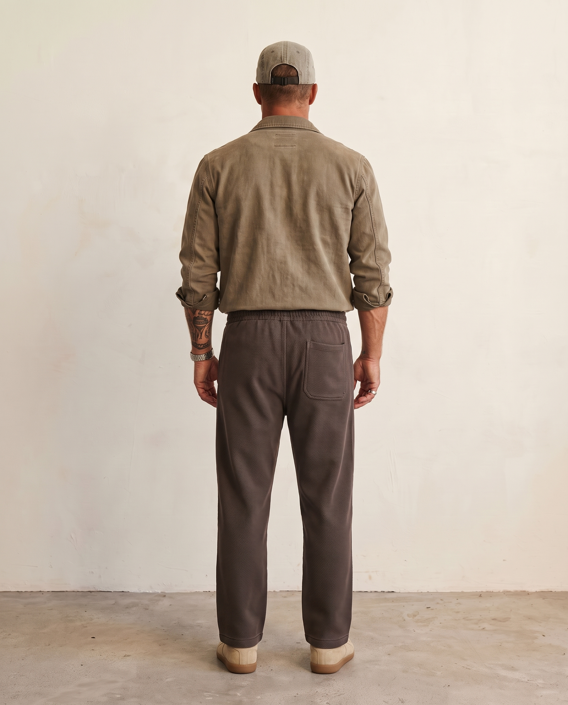 Washed Drawcord Straight-Leg Trousers - Coffee