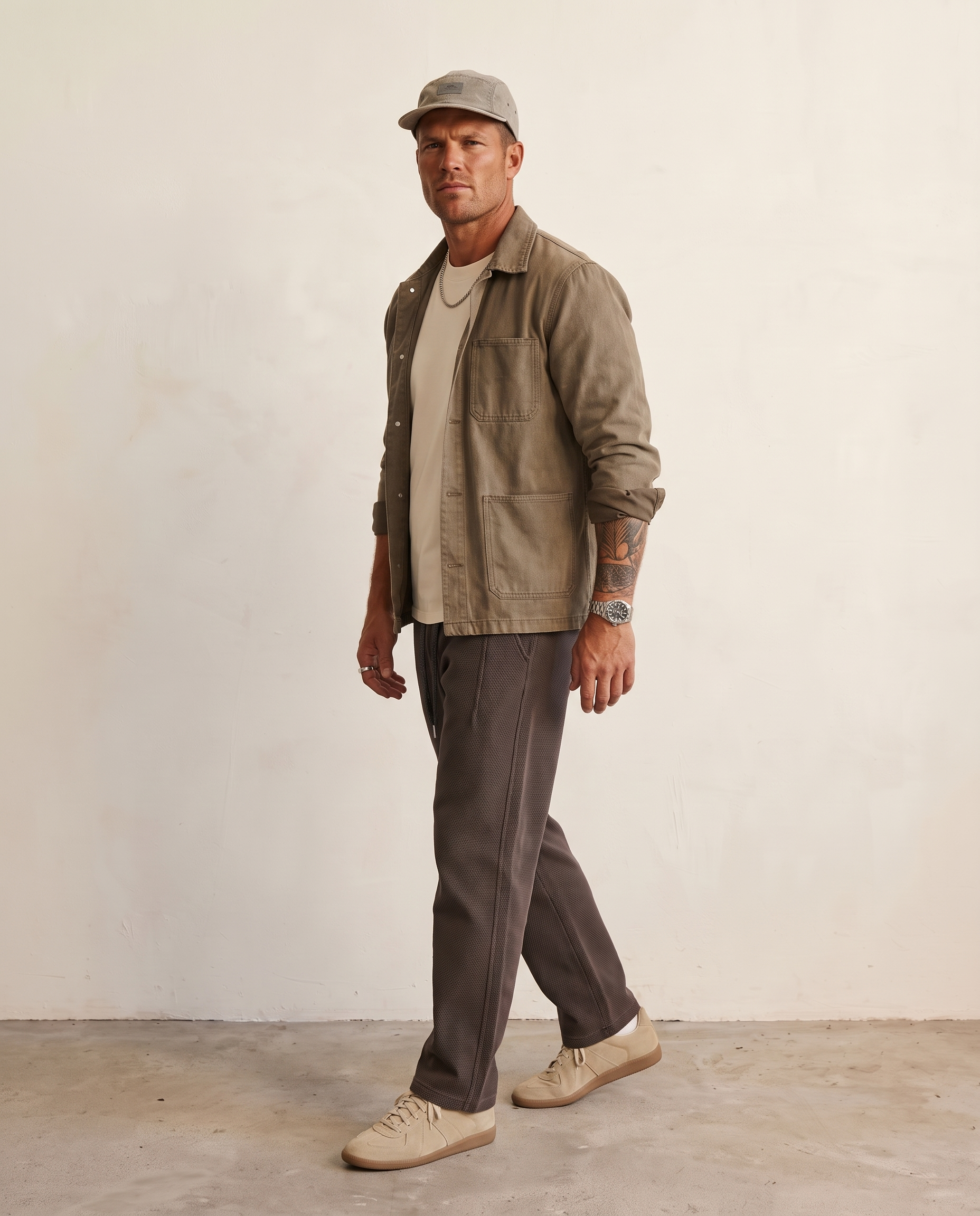 Washed Drawcord Straight-Leg Trousers - Coffee