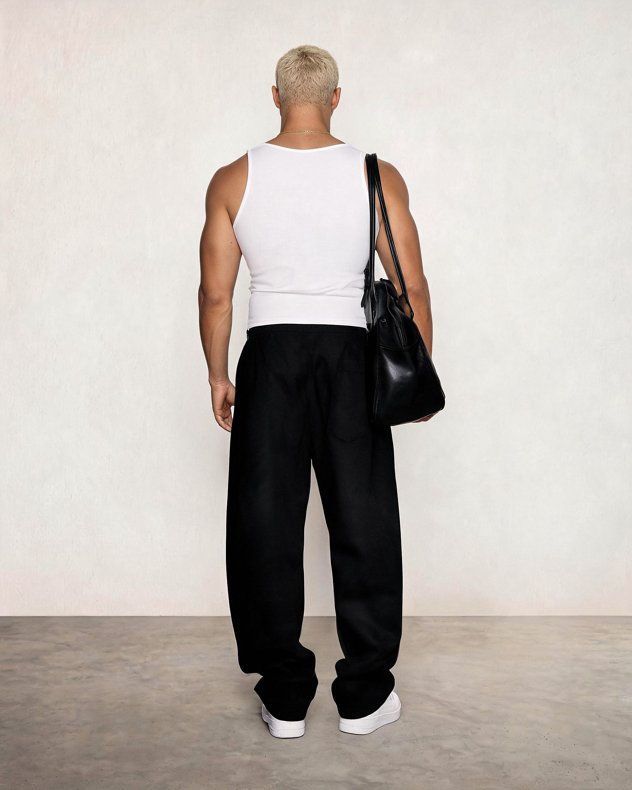 Hipland Pleated Cotton-Nylon Commuter Trousers Black back
