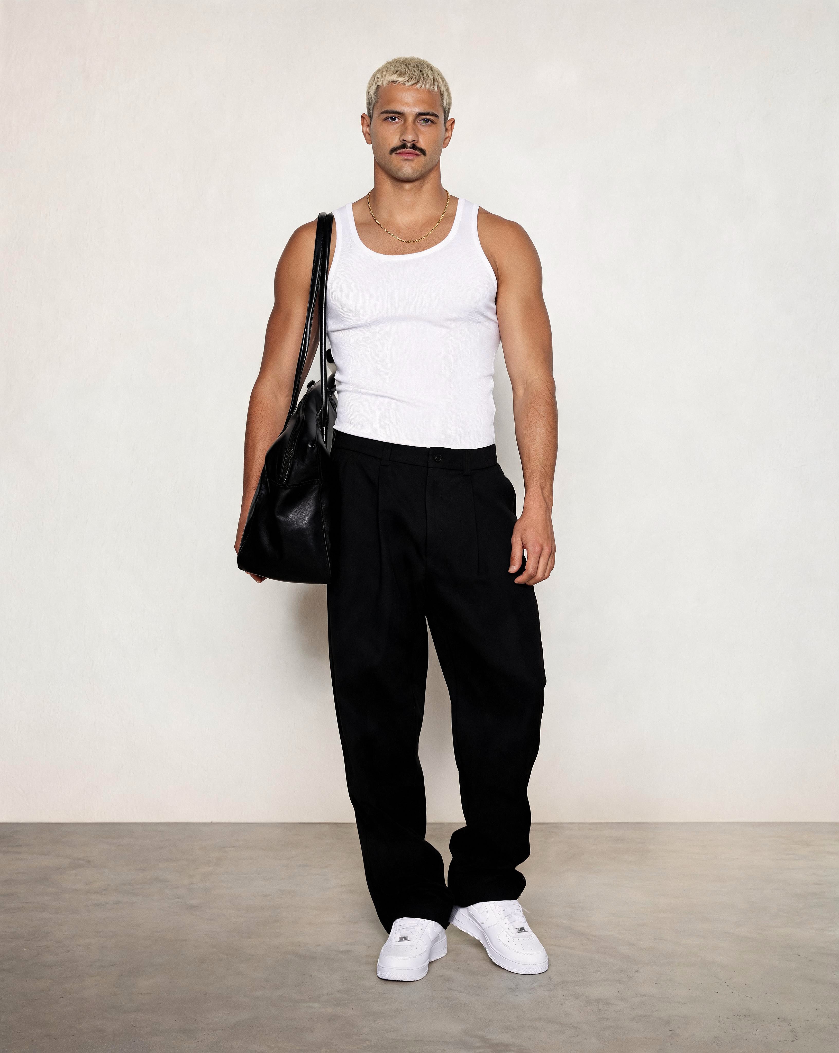 Hipland Pleated Cotton-Nylon Commuter Trousers Black front