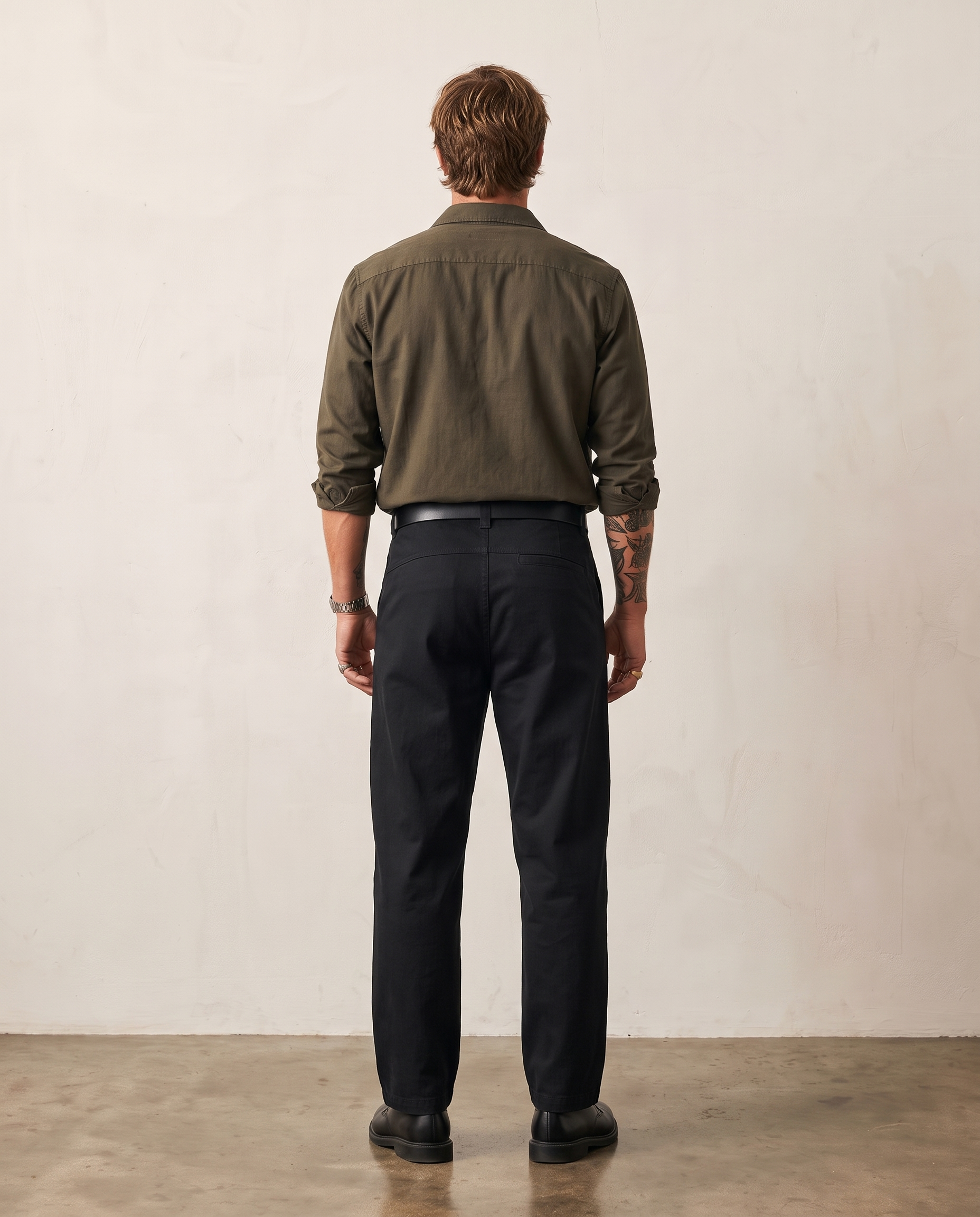 Cotton-Lyocell Curved-Seam Trousers - Black