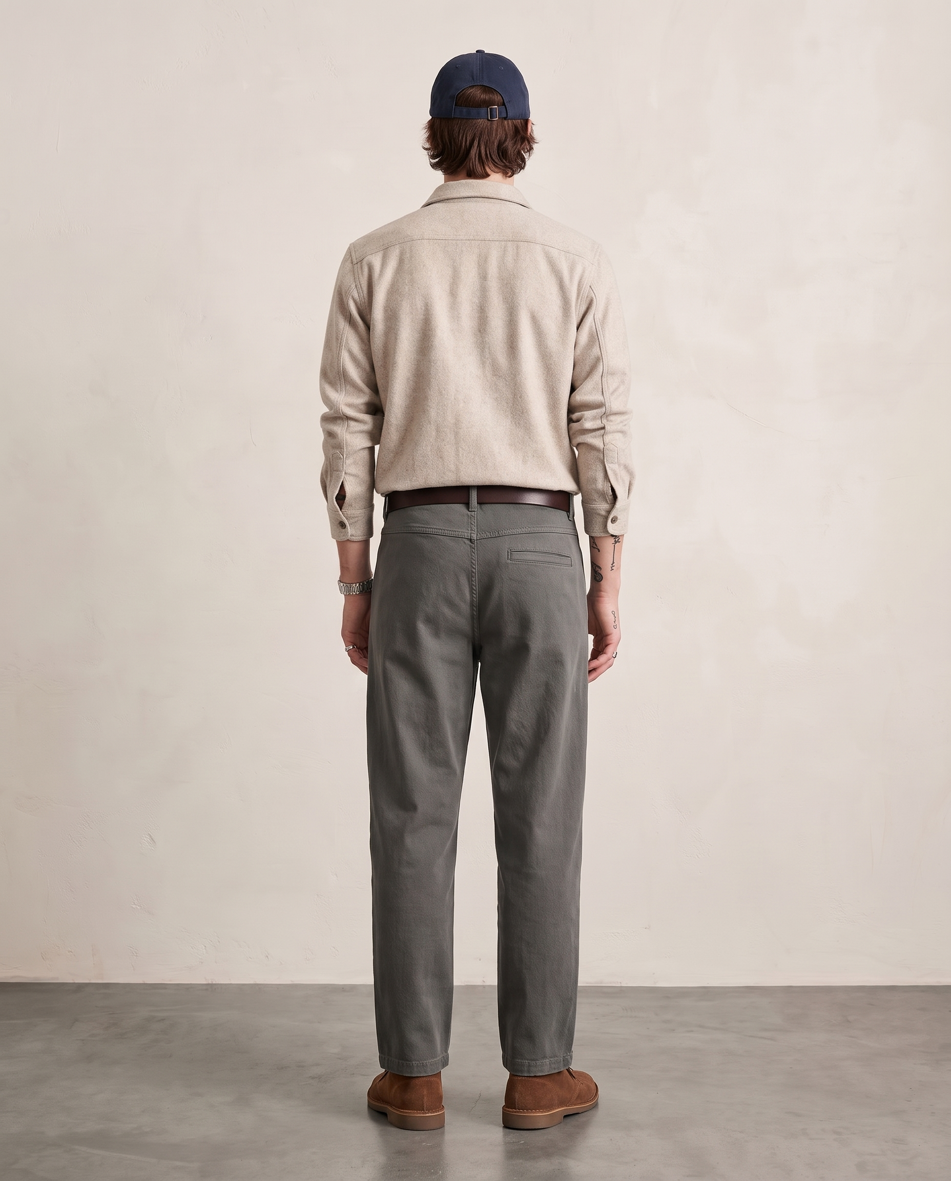Hipland Cotton-Lyocell Curved-Seam Trousers Deep Grey back