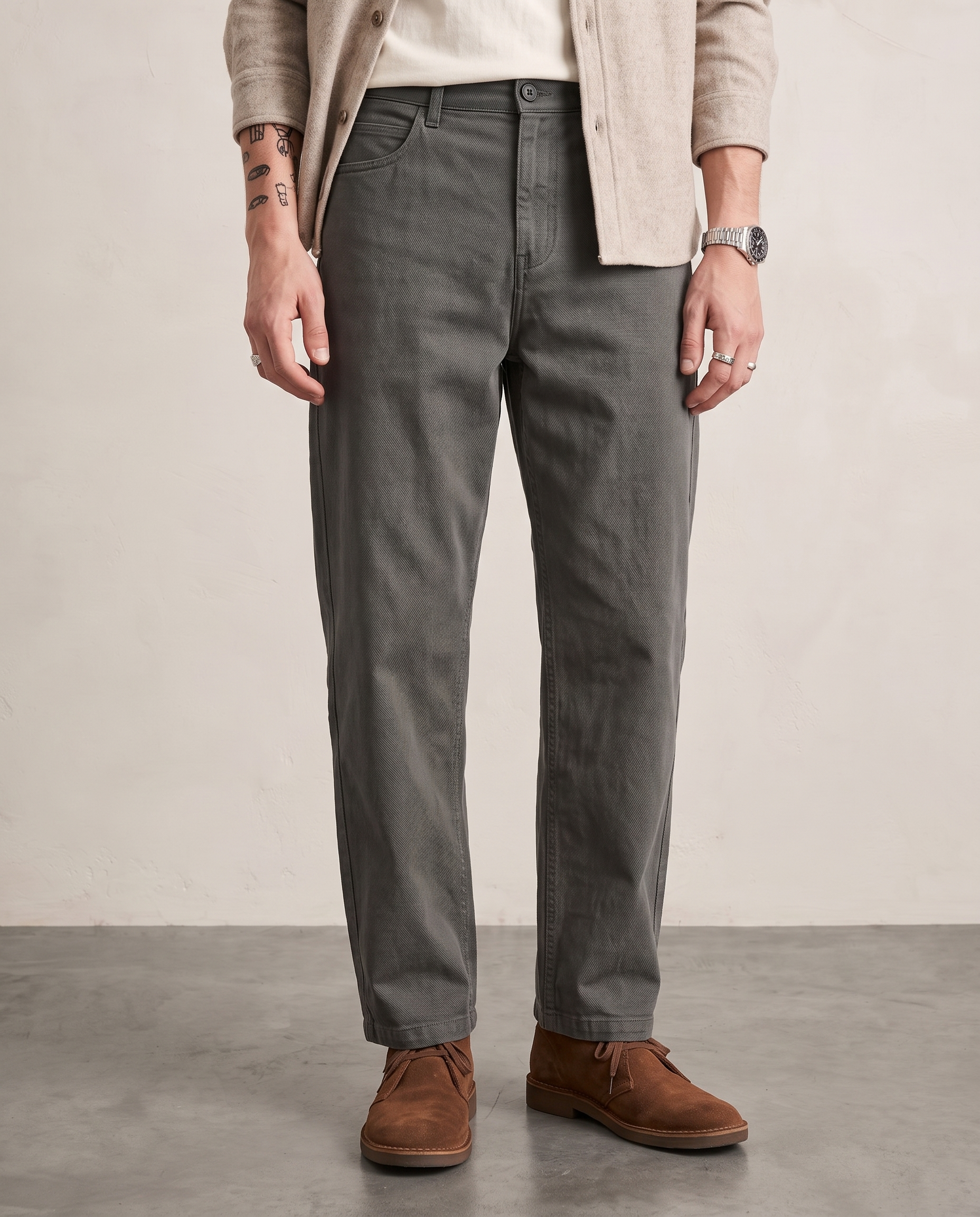Cotton-Lyocell Curved-Seam Trousers - Deep Grey