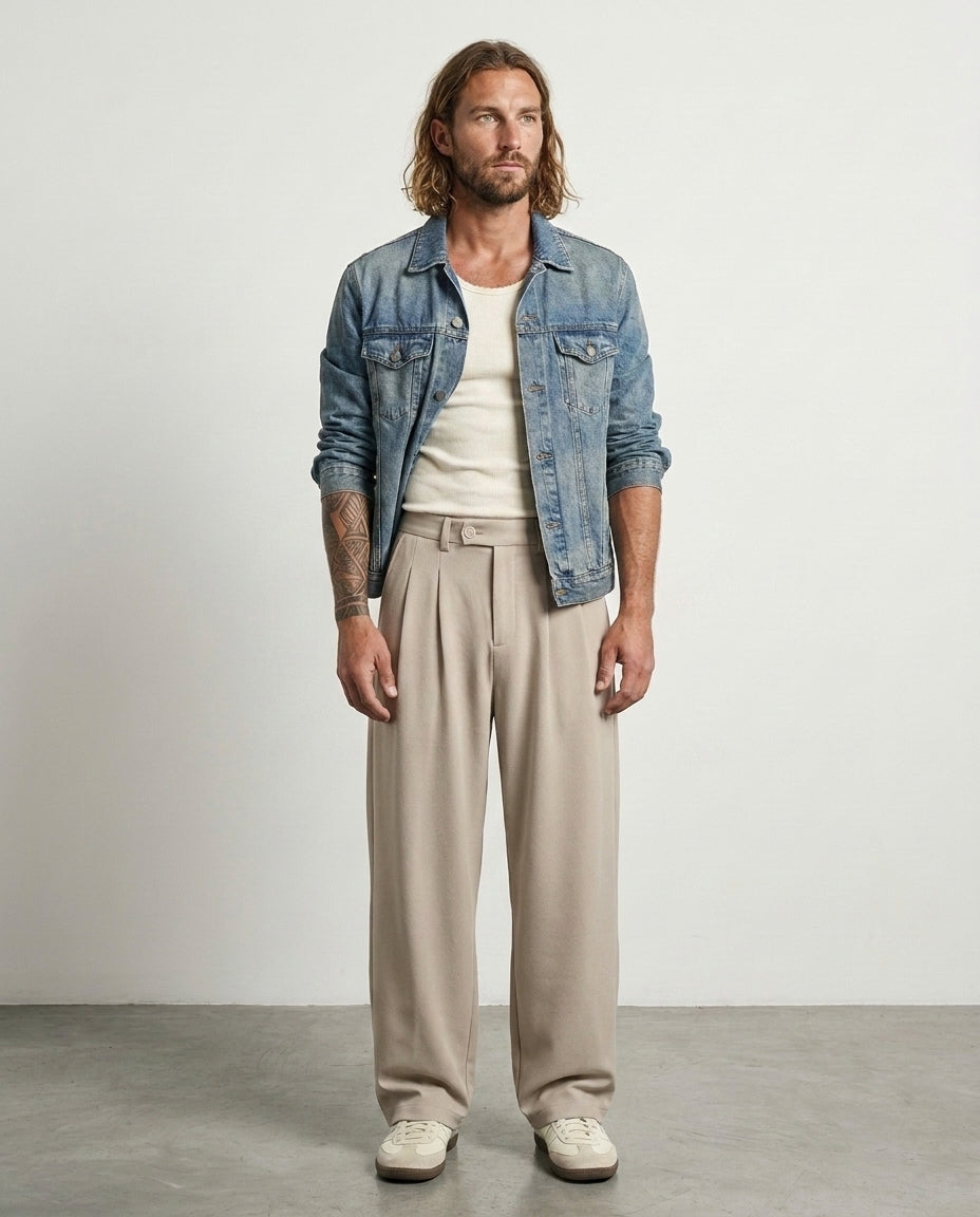 Hipland City Commuter Casual Trouser Khaki front