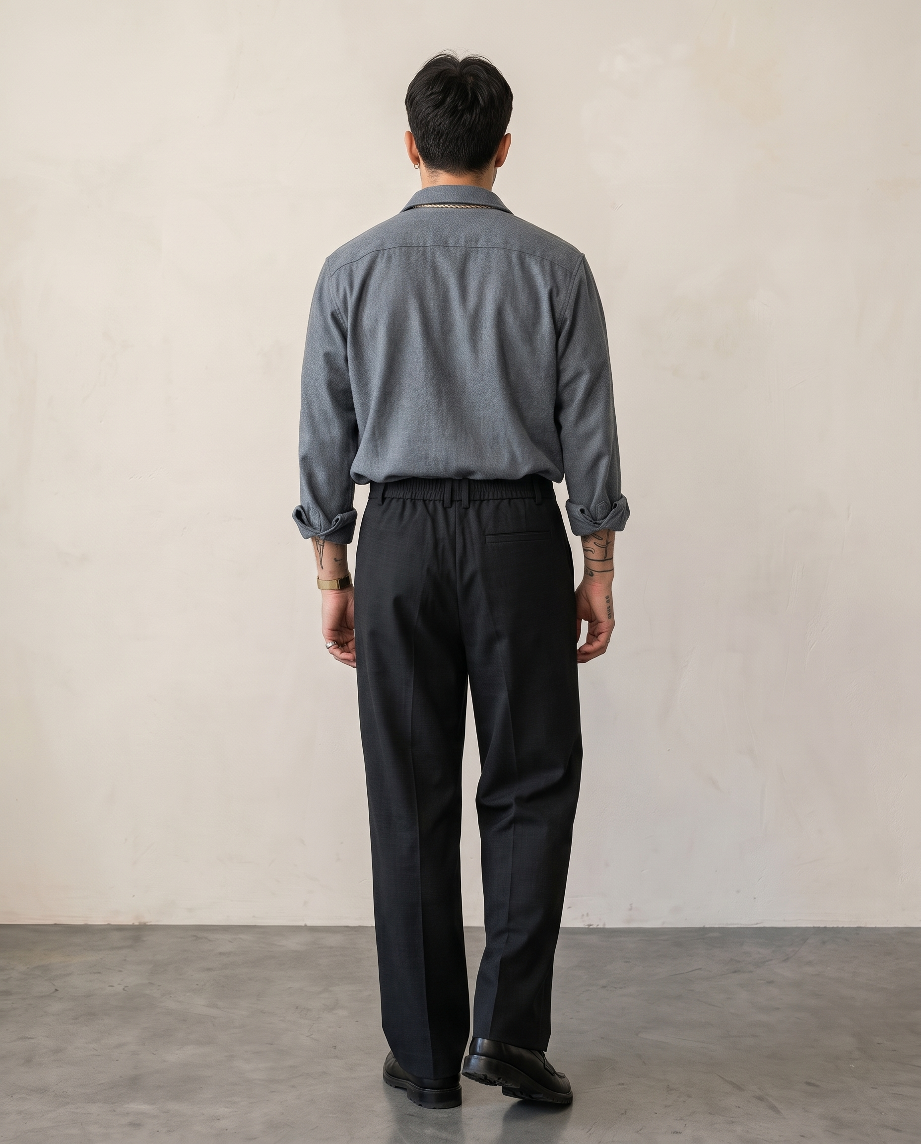Pleated Suiting Wide-Leg Trousers - Black