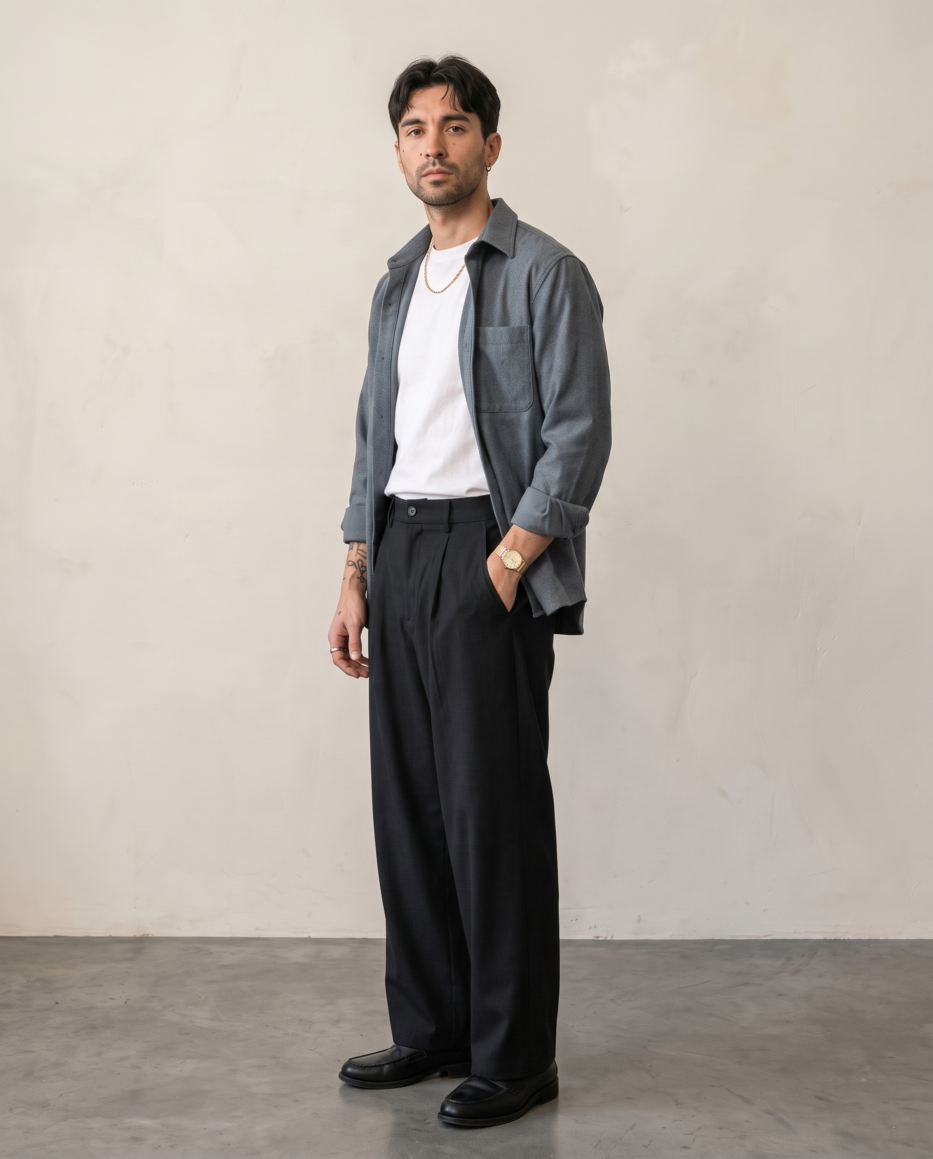 Hipland Pleated Suiting Wide-Leg Trousers Black side