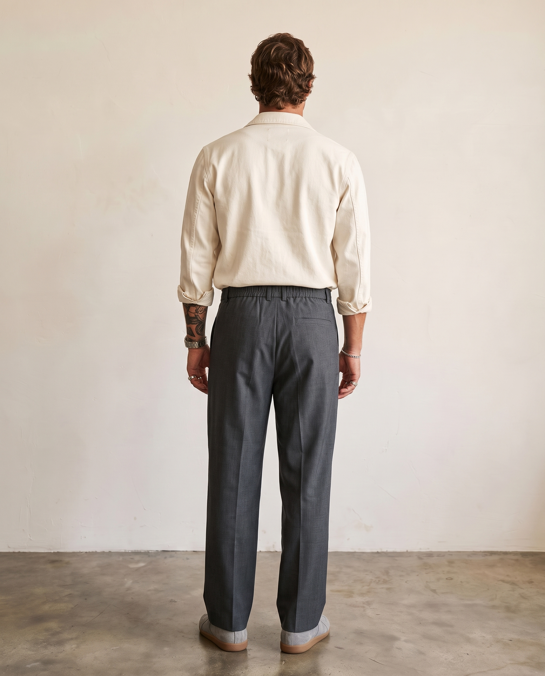 Pleated Suiting Wide-Leg Trousers - Grey