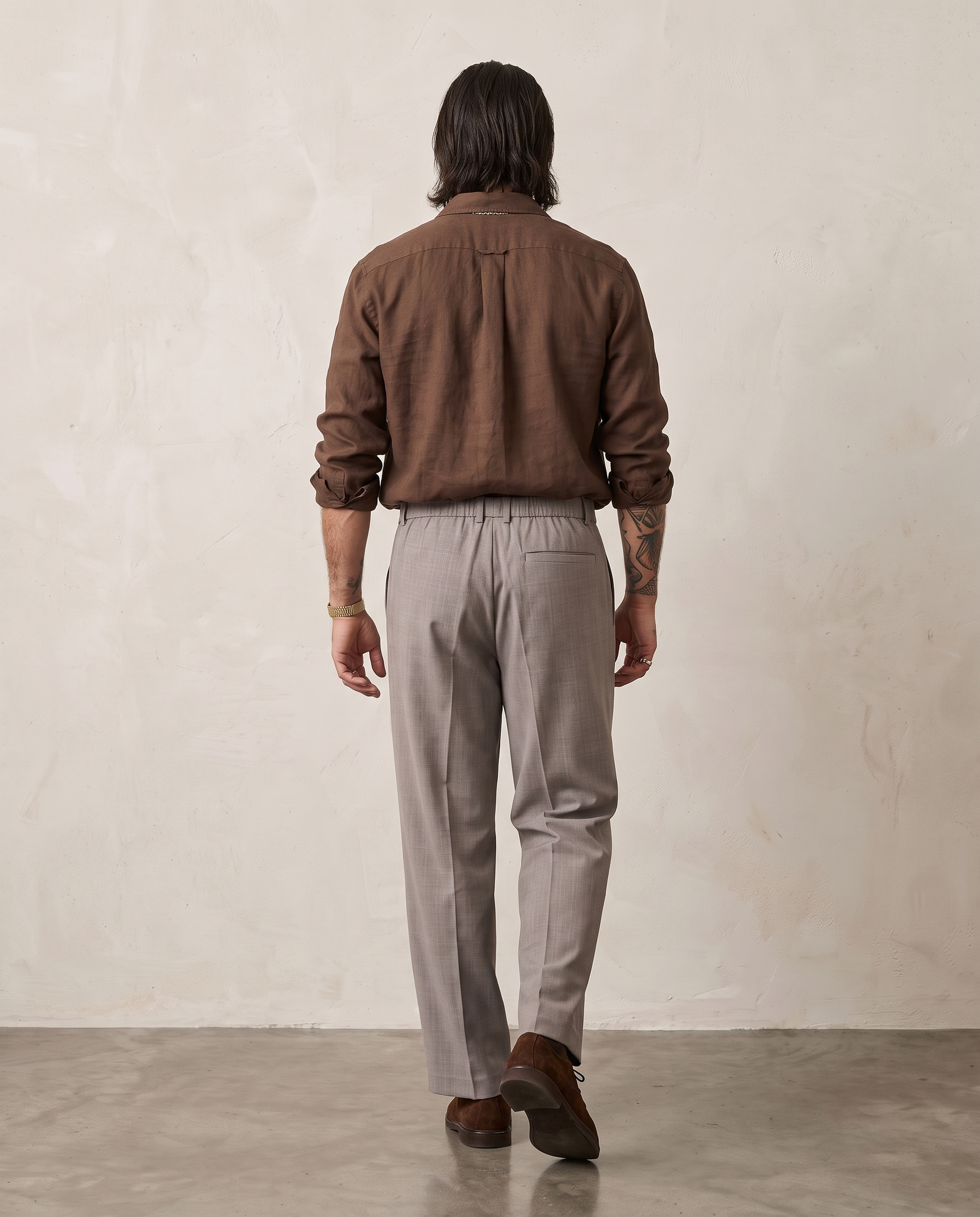 Pleated Suiting Wide-Leg Trousers - Khaki