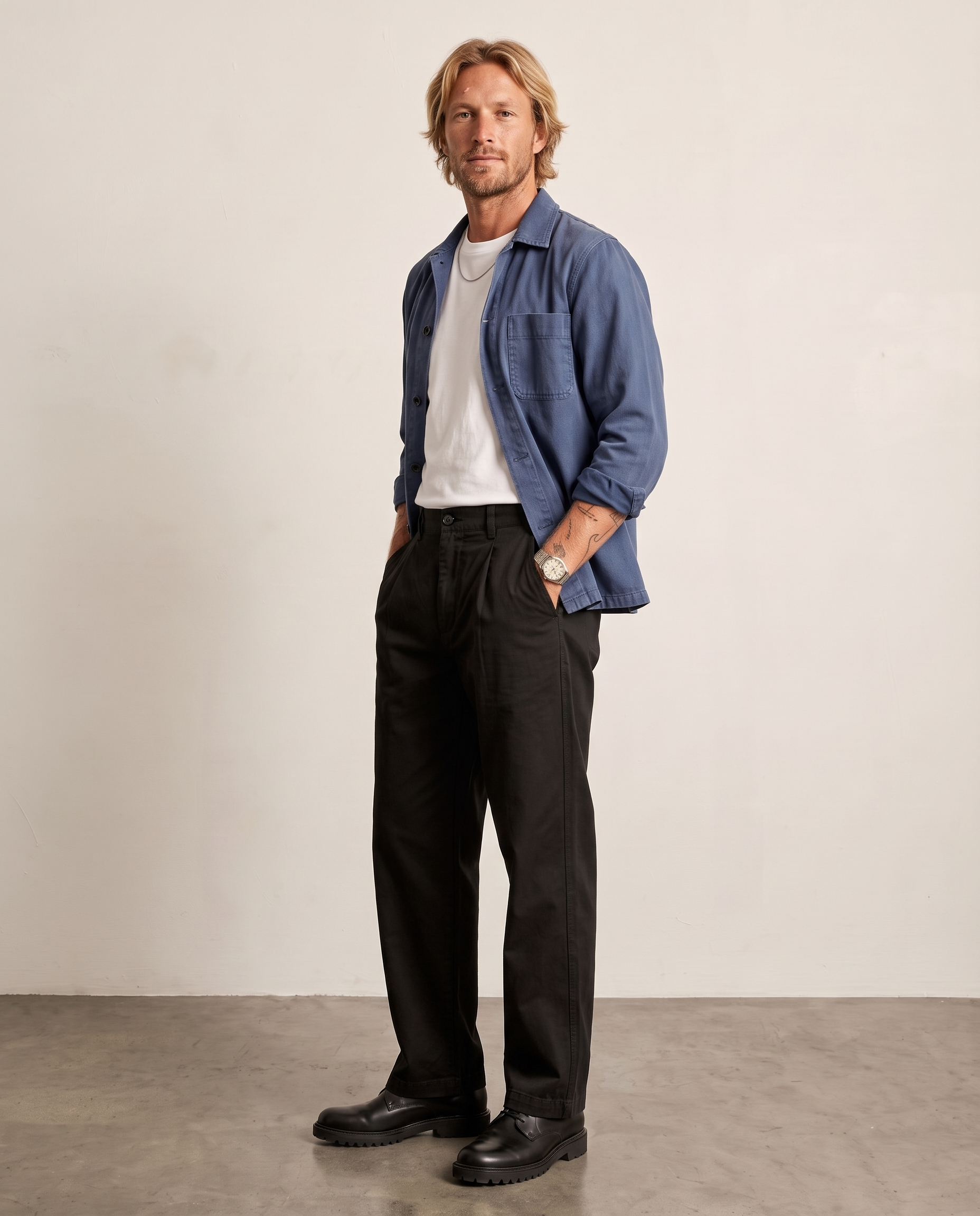Pleated Cotton Wide-Leg Trousers - Black