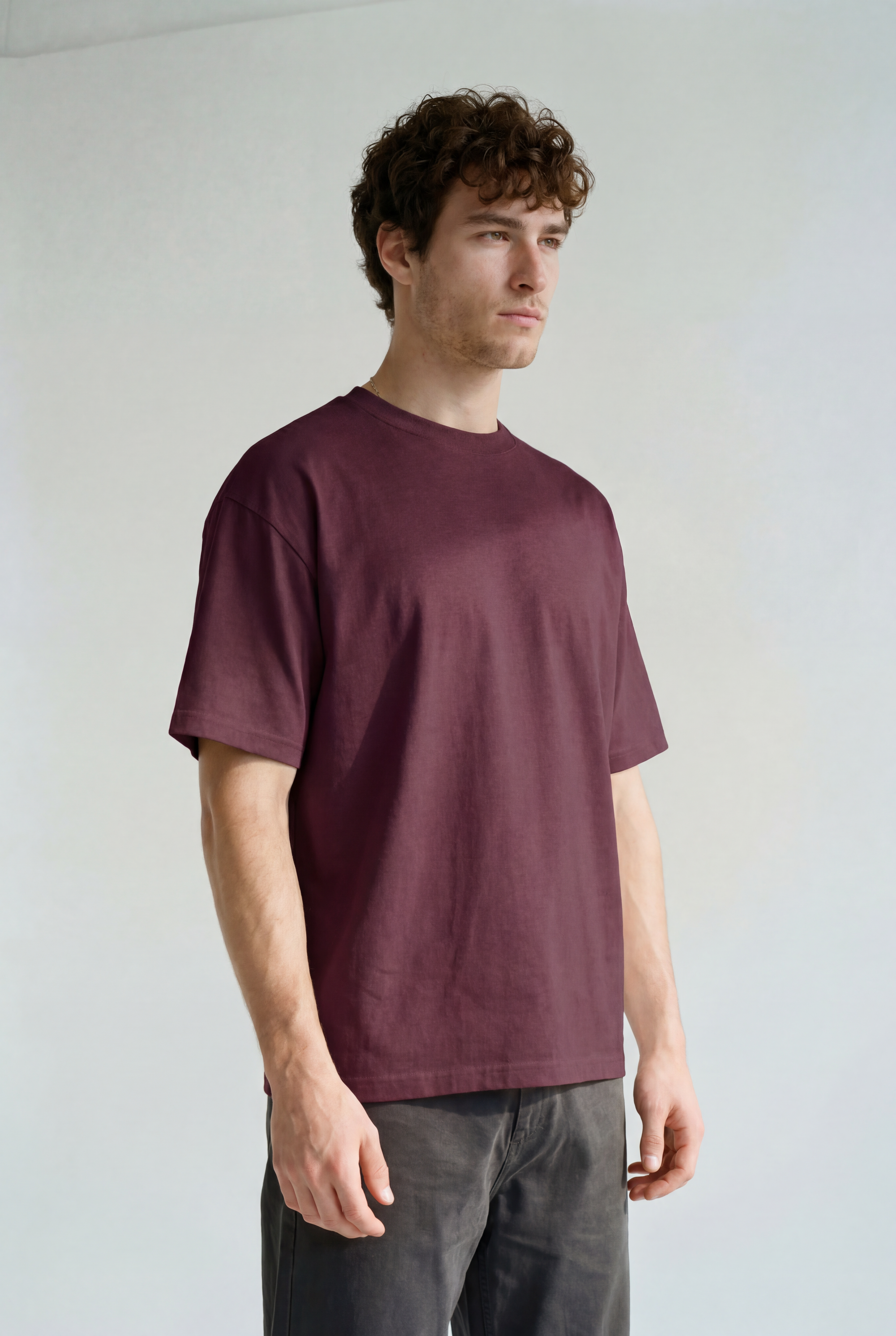 Frame Tee - Burgundy - side view
