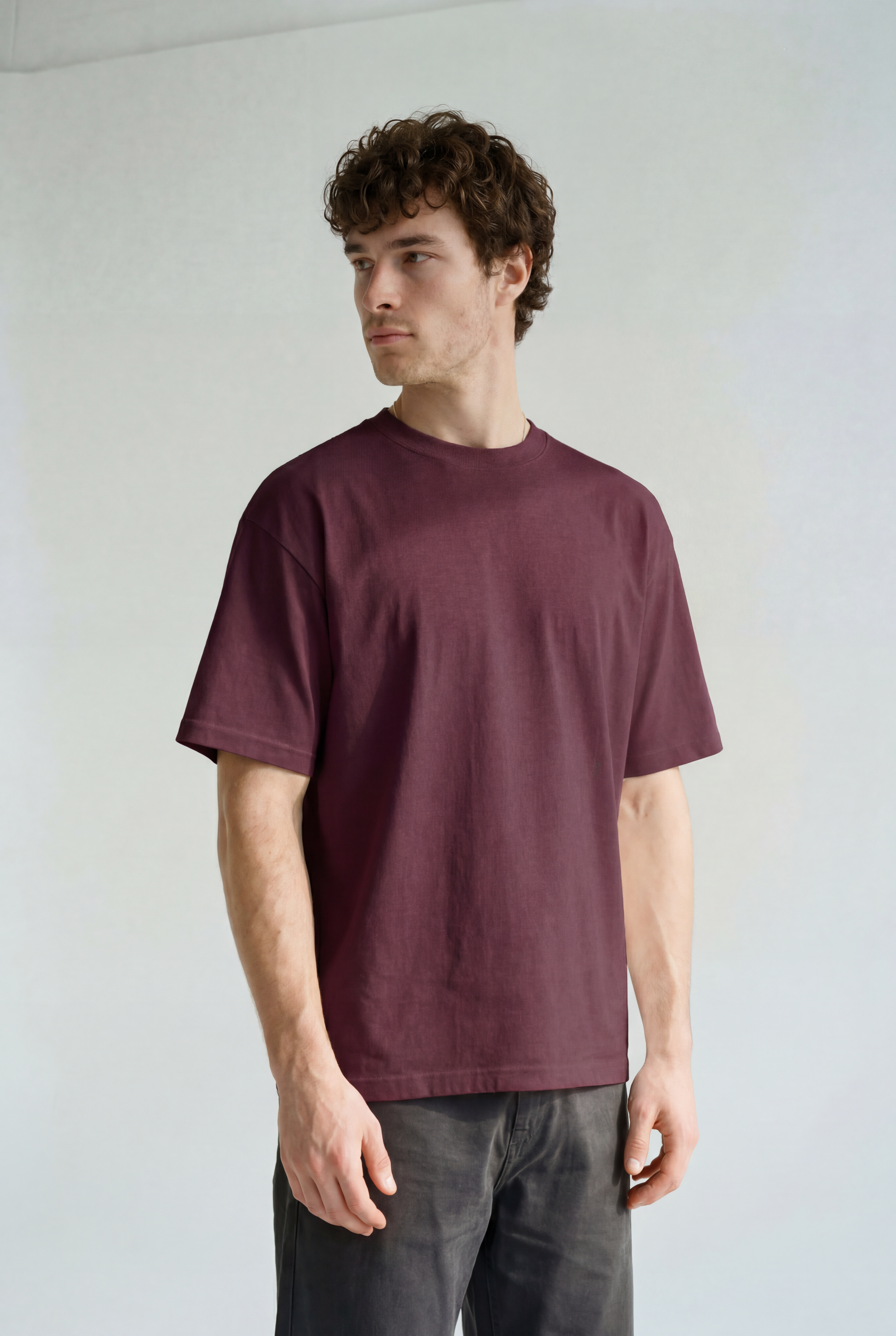 Frame Tee - Burgundy - side view