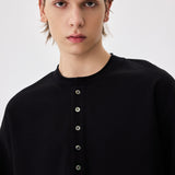 Black Long Sleeve Henley Tee