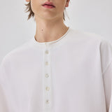 White Long Sleeve Henley Tee