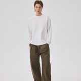 White Long Sleeve Henley Tee