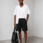 Relaxed Linen Shorts - Black - back view