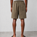Relaxed Linen Shorts - Olive - back view