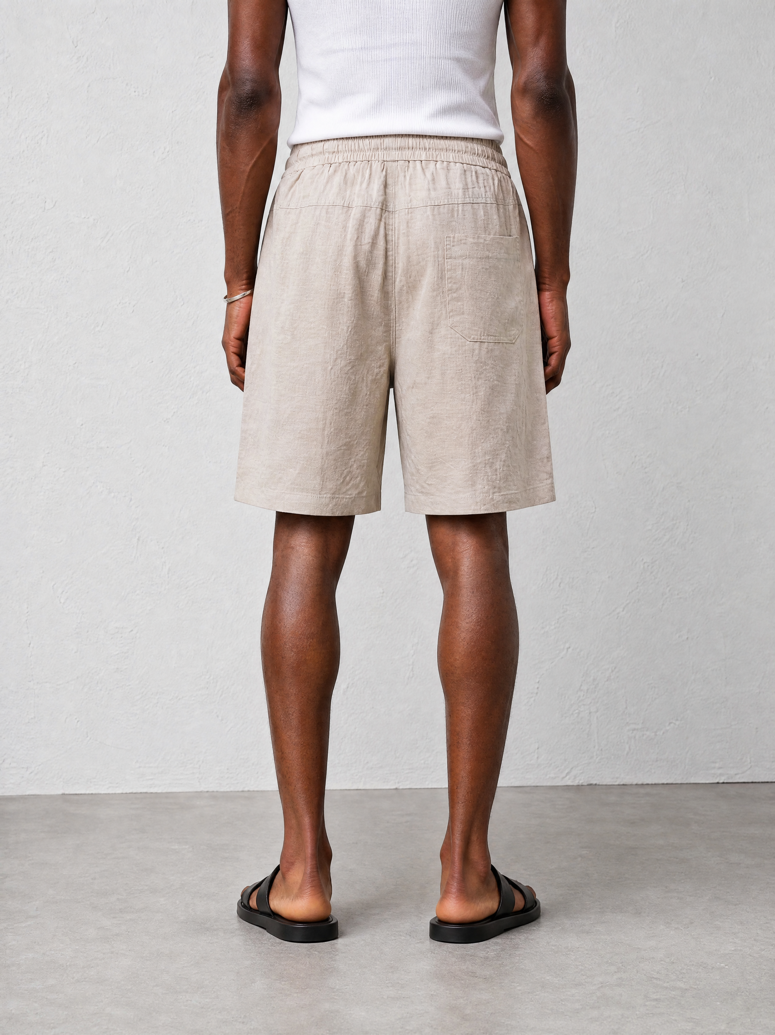 Relaxed Linen Shorts - Sand - back view