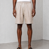Relaxed Linen Shorts - Sand - front view